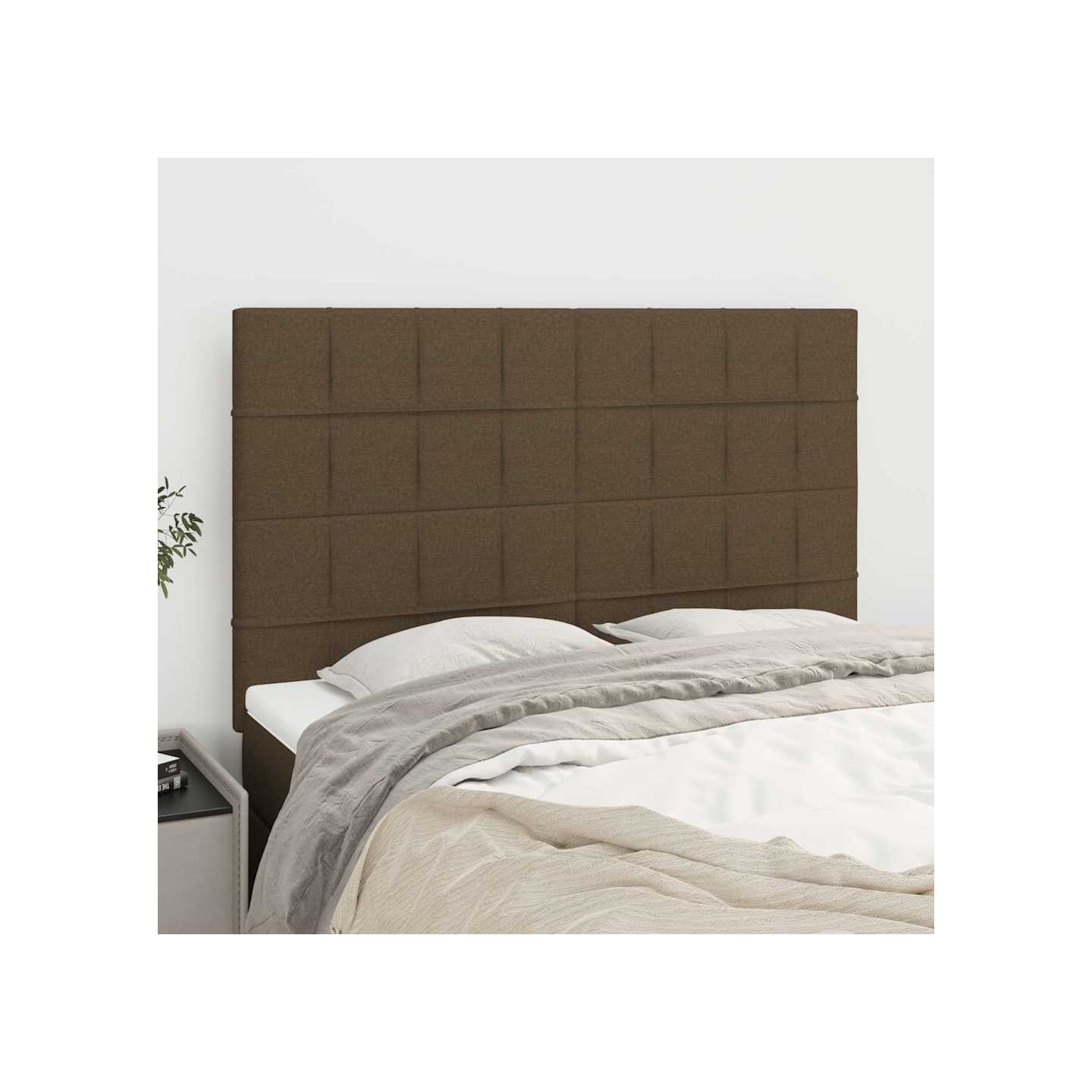 Tête de lit Marron foncé 144 x 5 x 118/128 cm Tissu