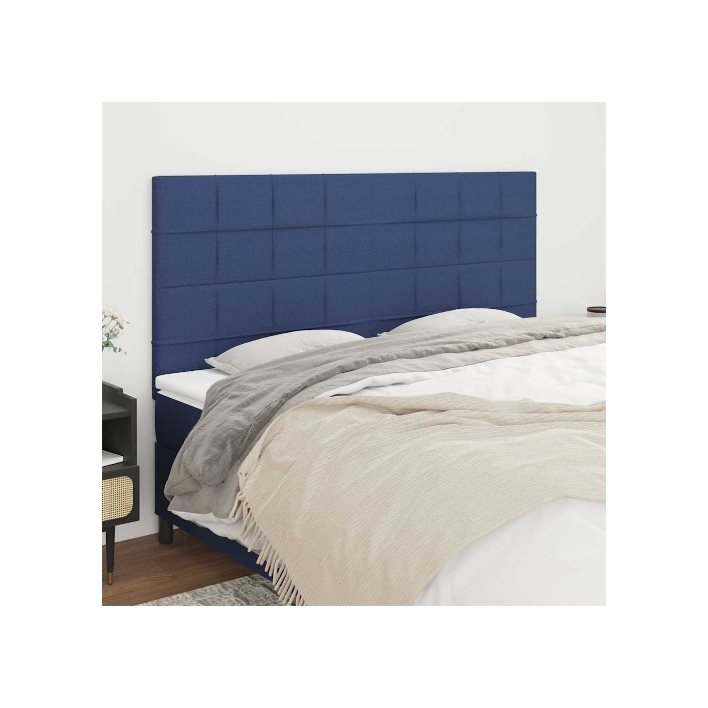 Tête de lit Bleu 200x5x118/128 cm Tissu