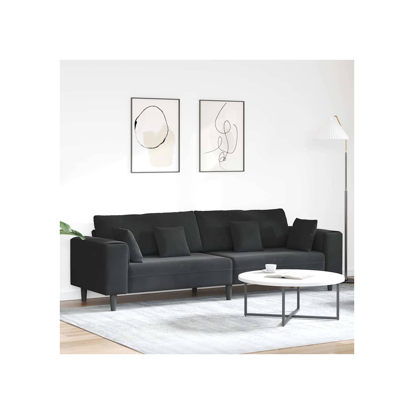 Canapé Noir 250 x 77 x 76 cm Velours