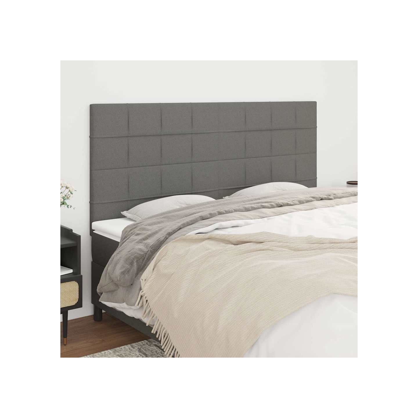Tête de lit Gris foncé 180 x 5 x 118/128 cm Tissu