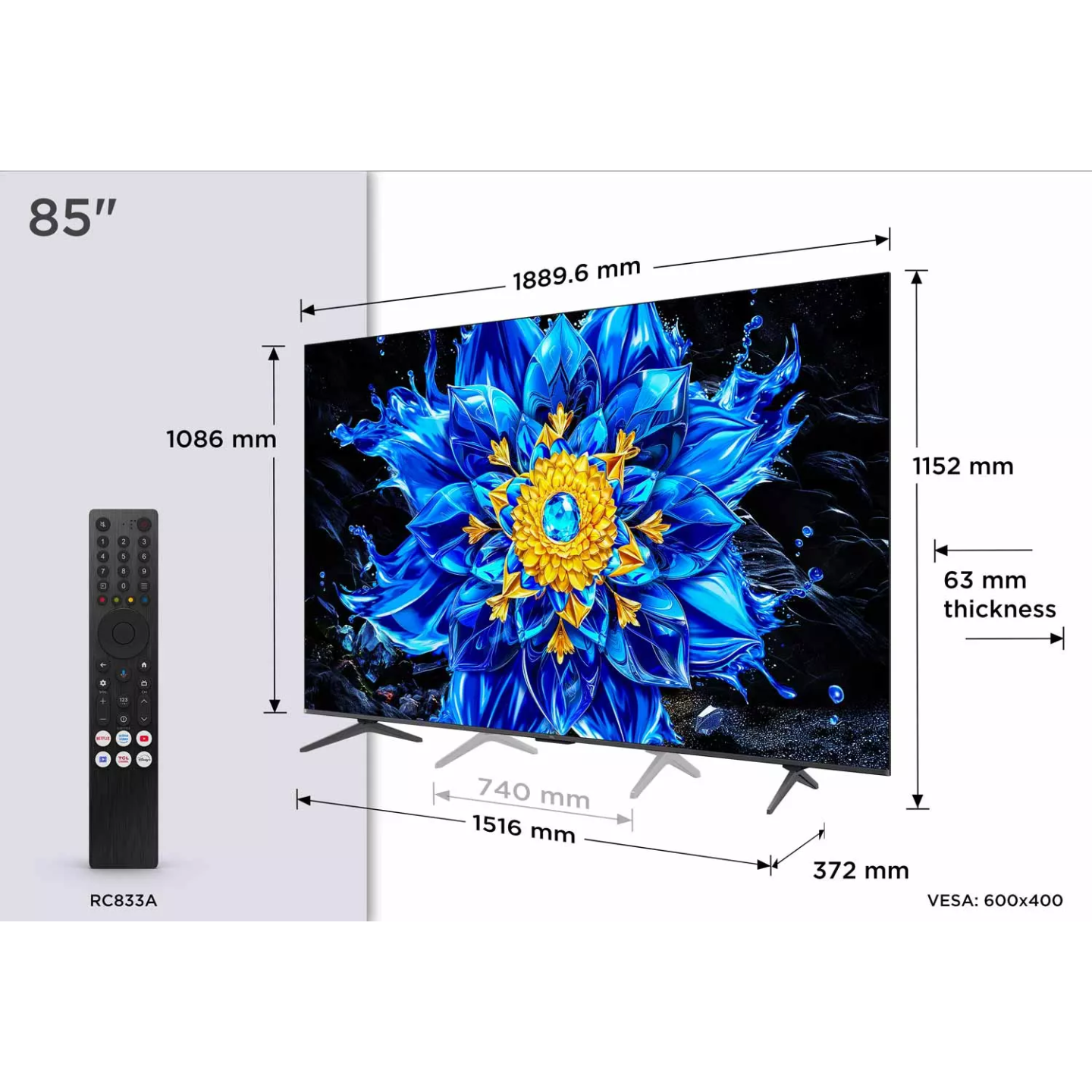 TV Mini LED TCL 85P89L 85" 4K 144 Hz Google TV | Nimestore