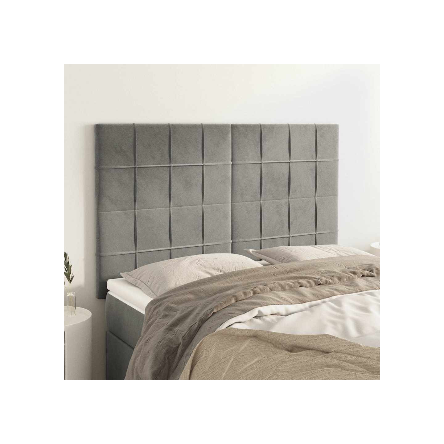 Tête de lit Gris clair 144 x 5 x 118/128 cm Velours