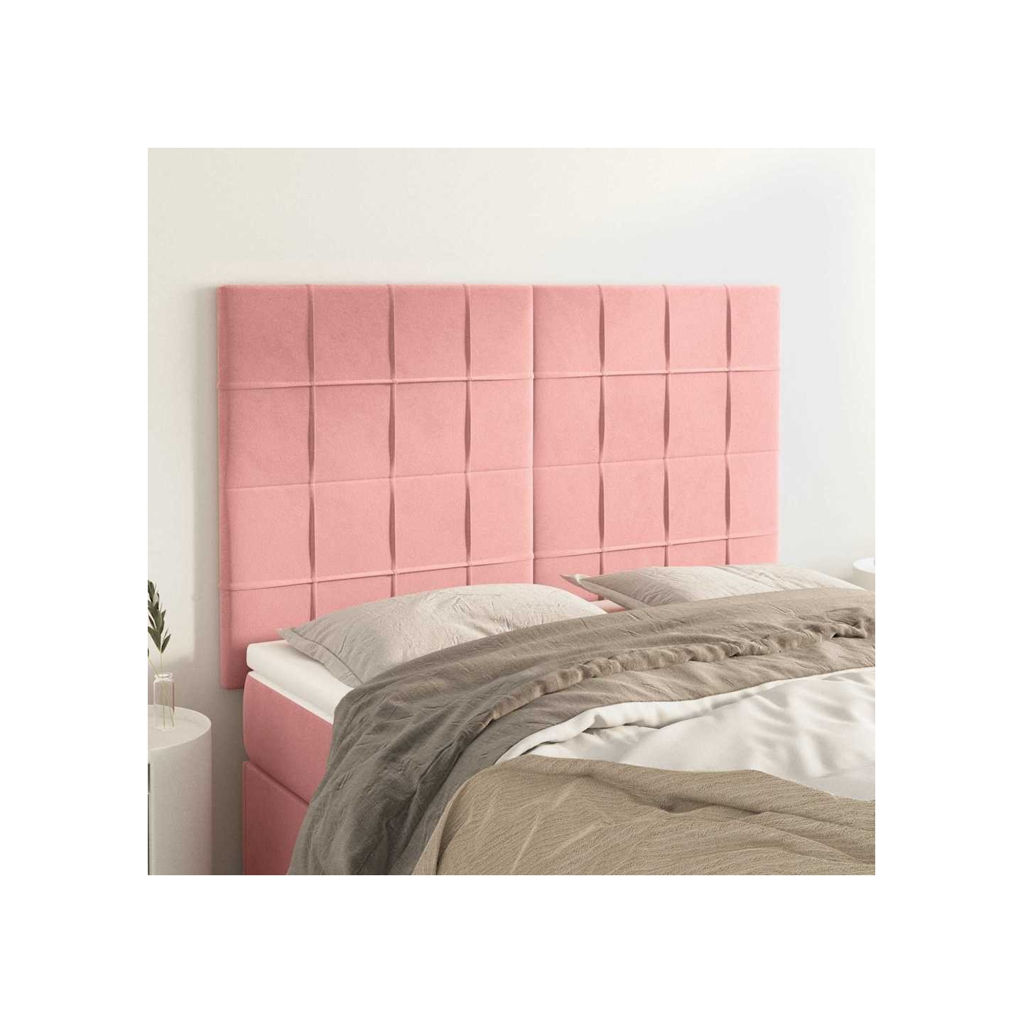 Tête de lit Rose 144x5x118/128 cm Velours