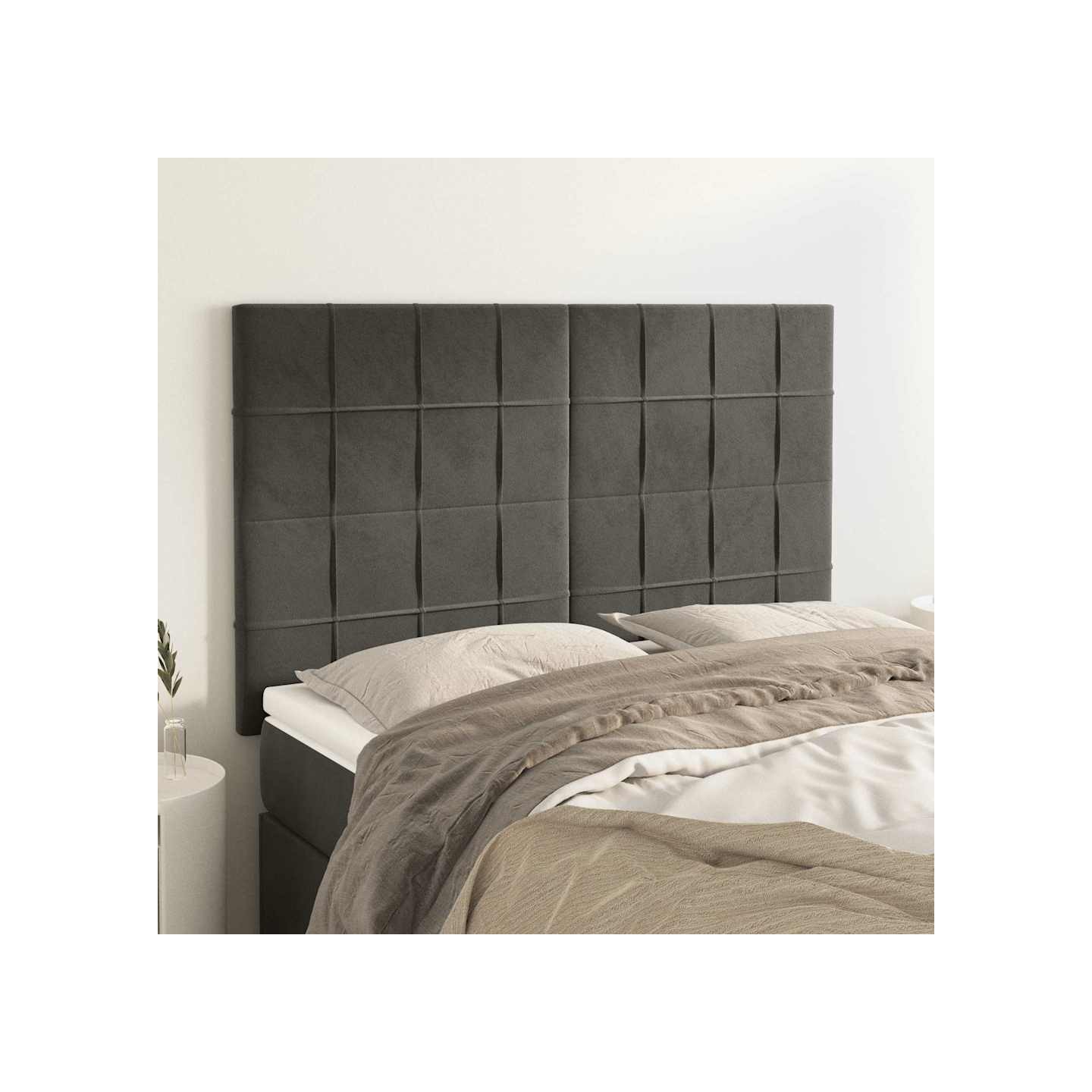 Tête de lit Gris foncé 144 x 5 x 118/128 cm Velours