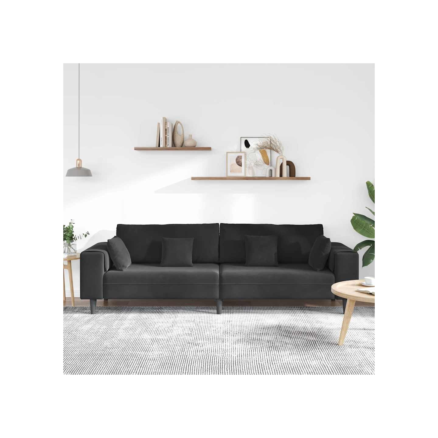 Canapé Noir 250 x 77 x 76 cm Velours