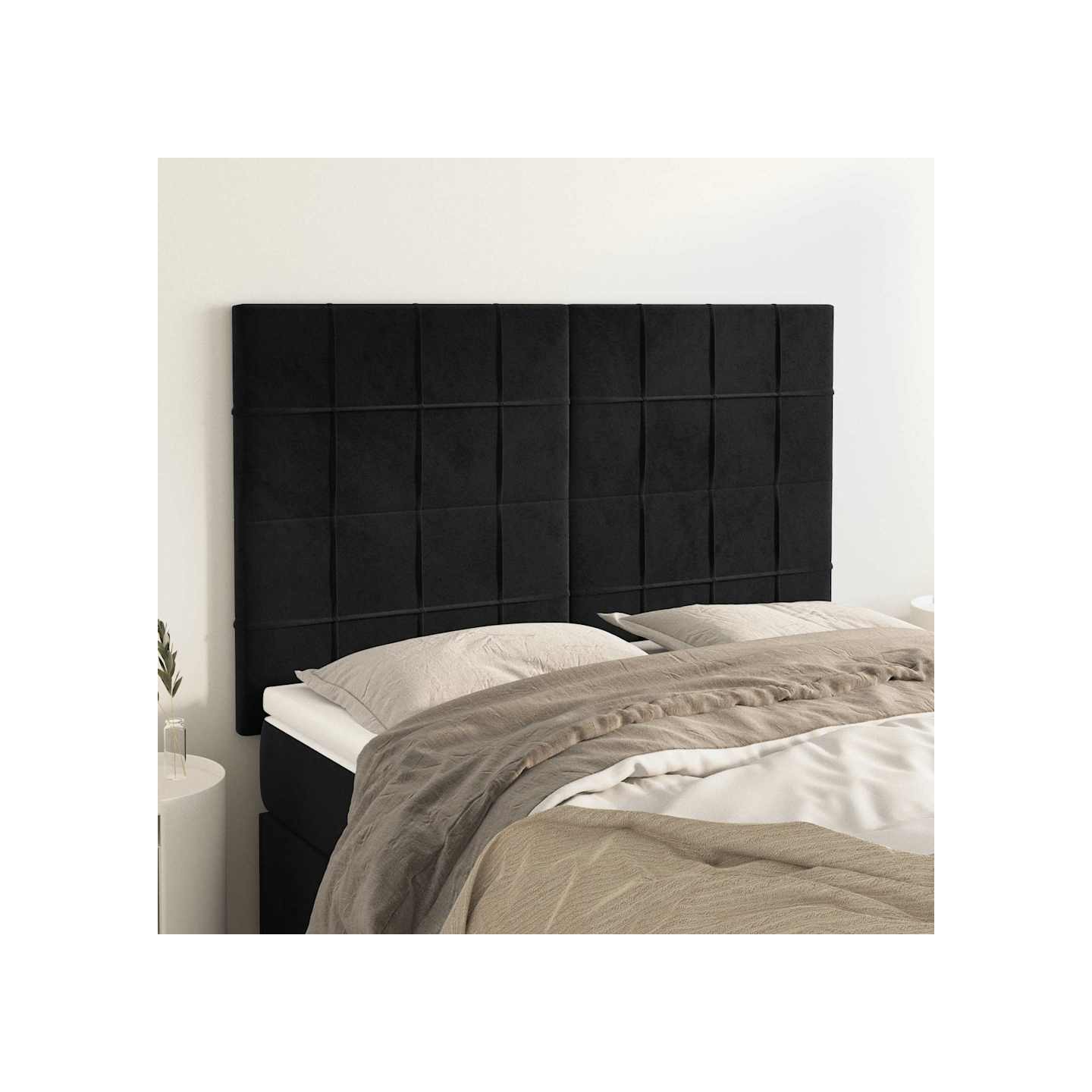 Tête de lit Noir 144x5x118/128 cm Velours