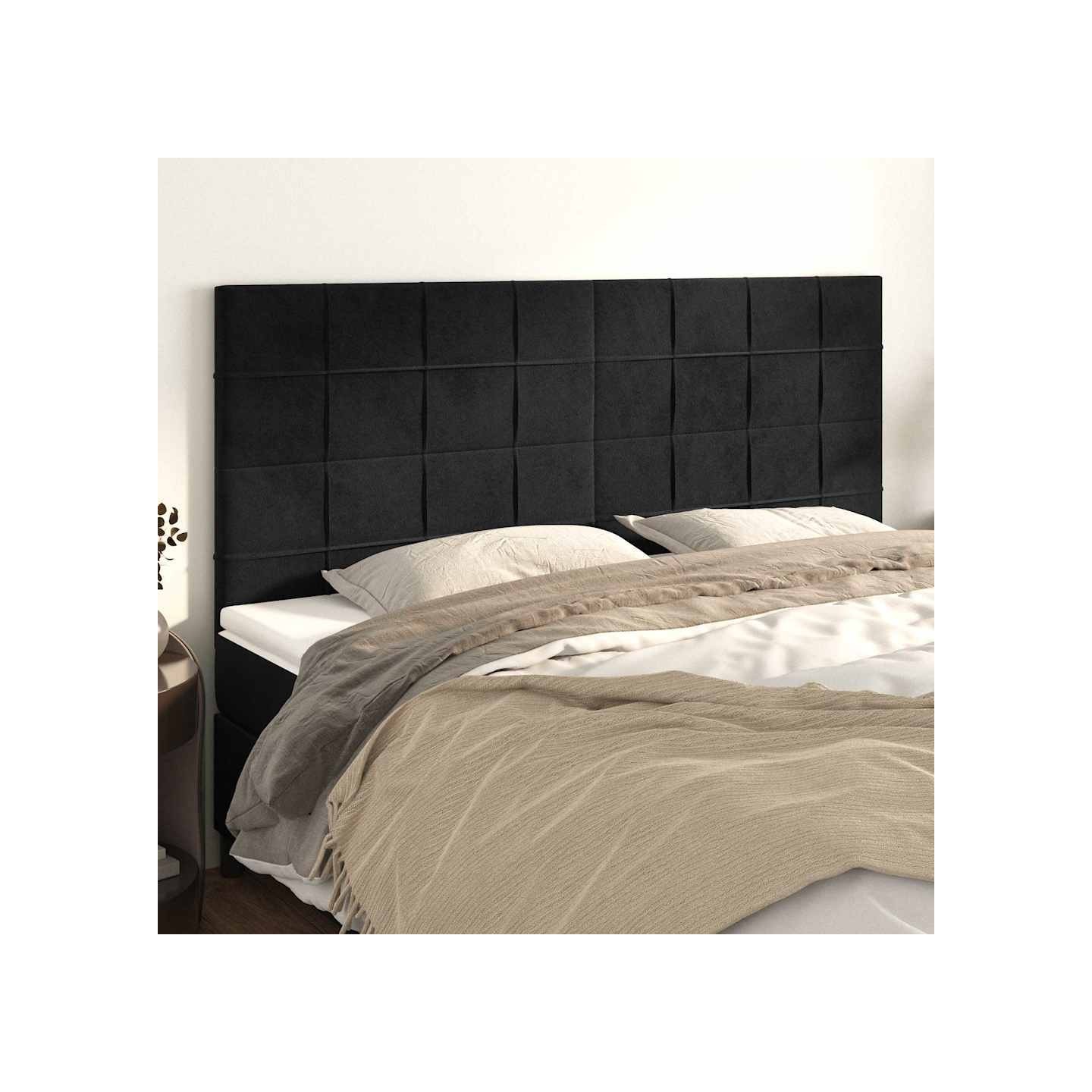 Tête de lit Noir 180x5x118/128 cm Velours