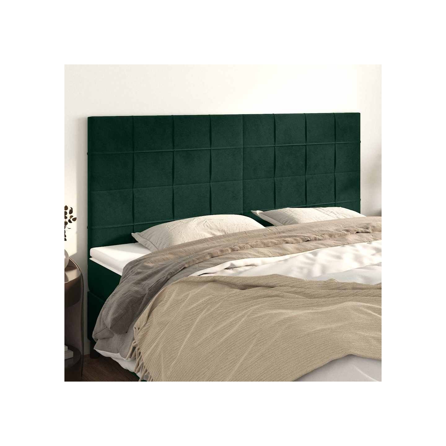 Tête de lit Vert foncé 200x5x118/128 cm Velours