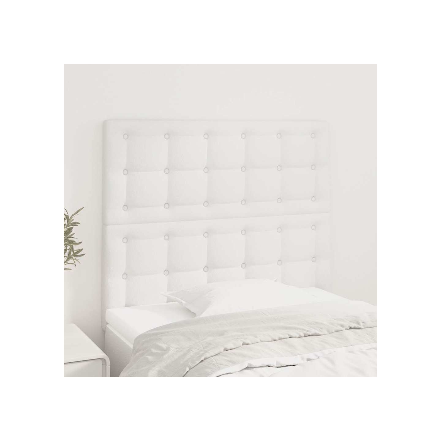 Tête de lit blanche 100 x 5 x 118/128 cm similicuir