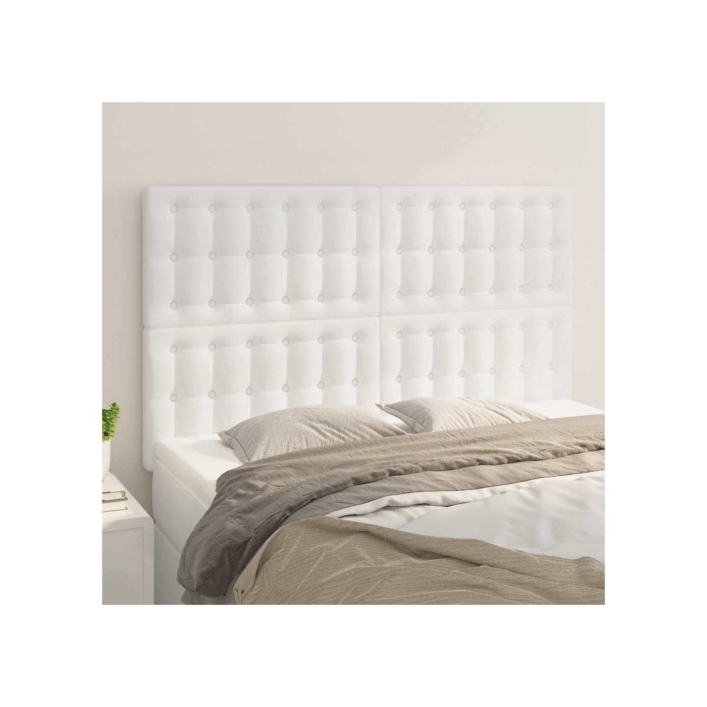 Tête de lit blanche 144 x 5 x 118/128 cm similicuir