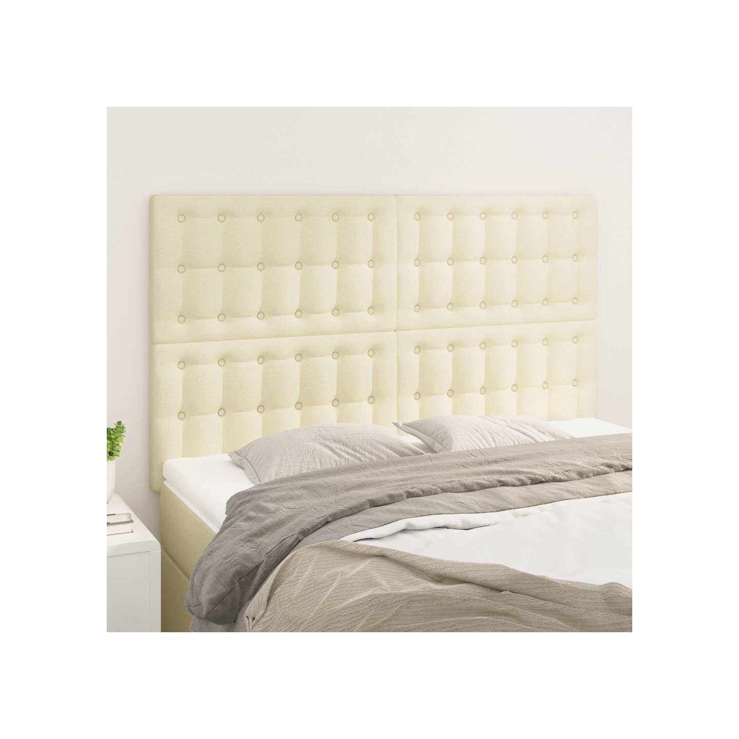 Tête de lit Crème 144x5x118/128 cm Similicuir