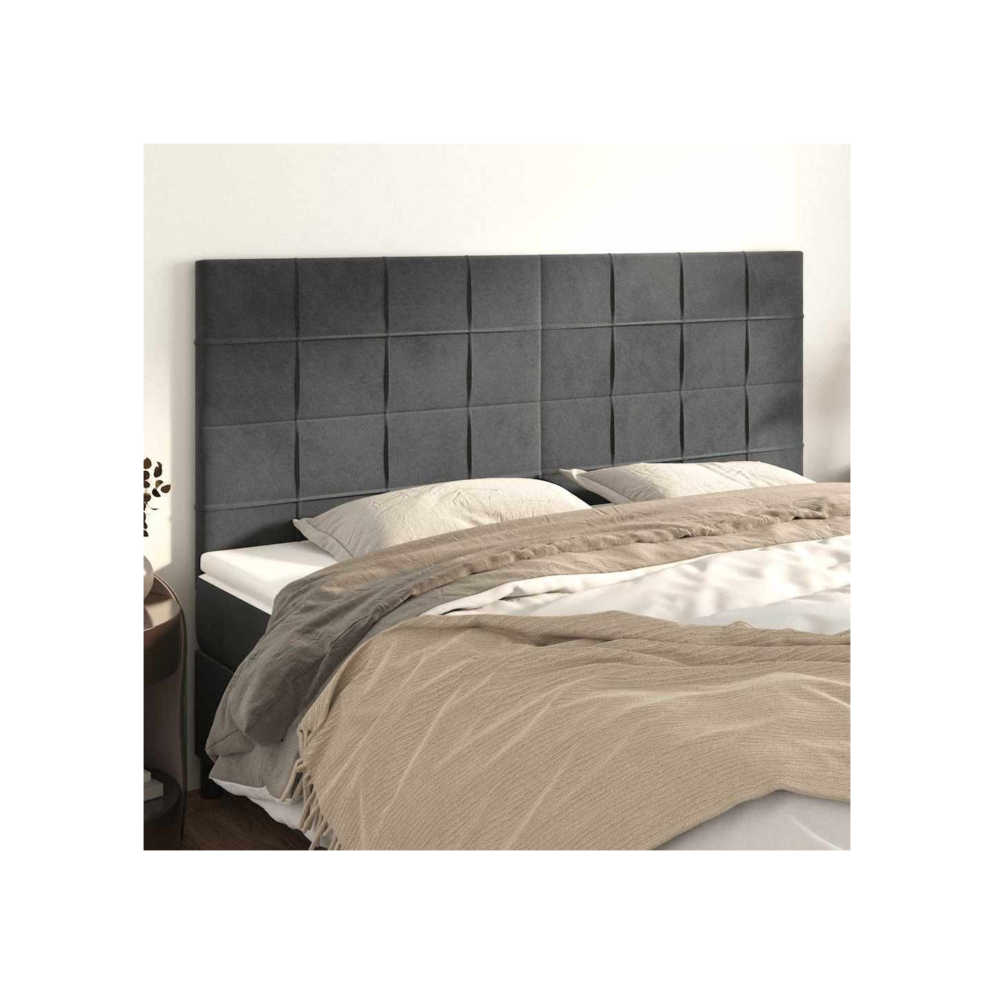 Tête de lit Gris foncé 200 x 5 x 118/128 cm Velours