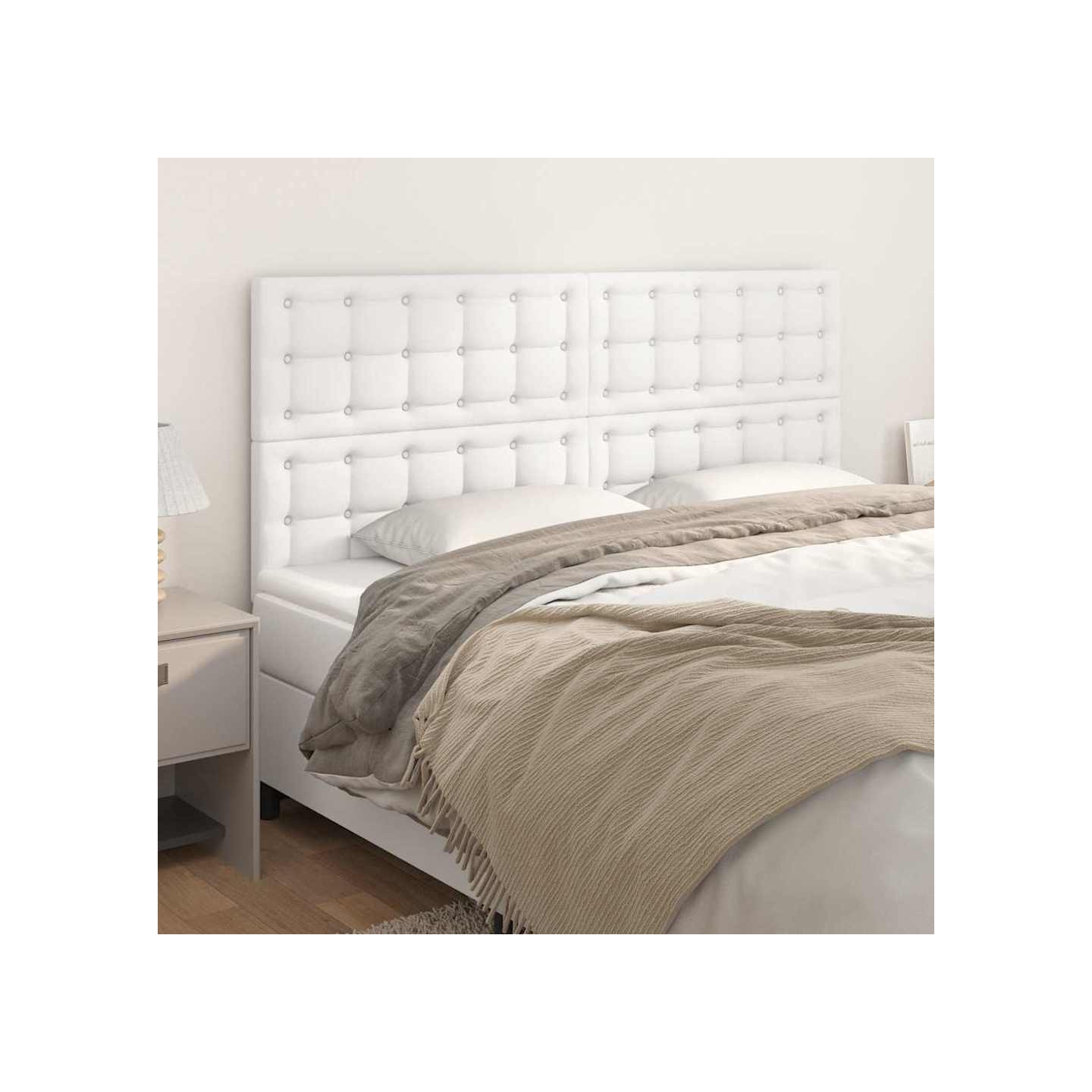 Tête de lit blanche 160 x 5 x 118/128 cm similicuir