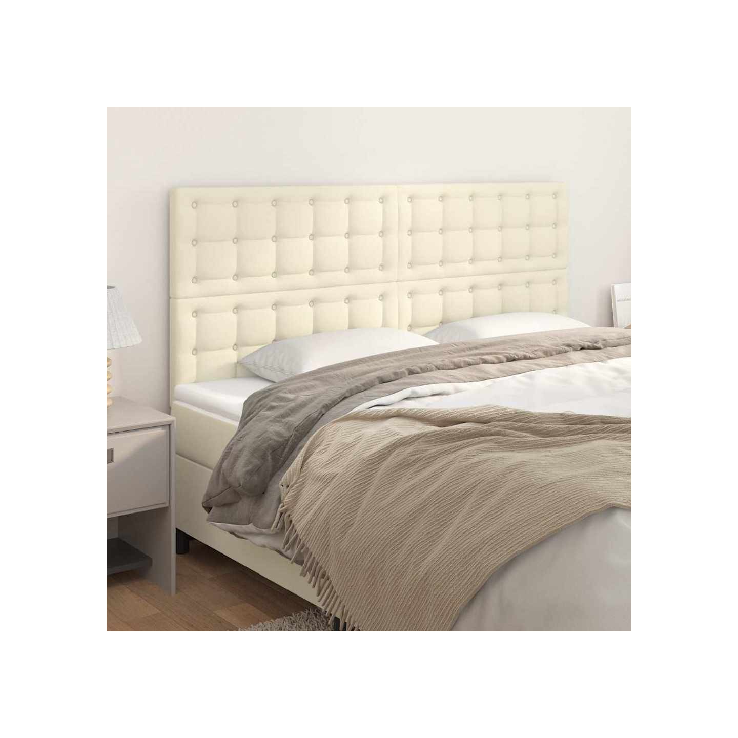 Tête de lit Crème 180x5x118/128 cm Similicuir