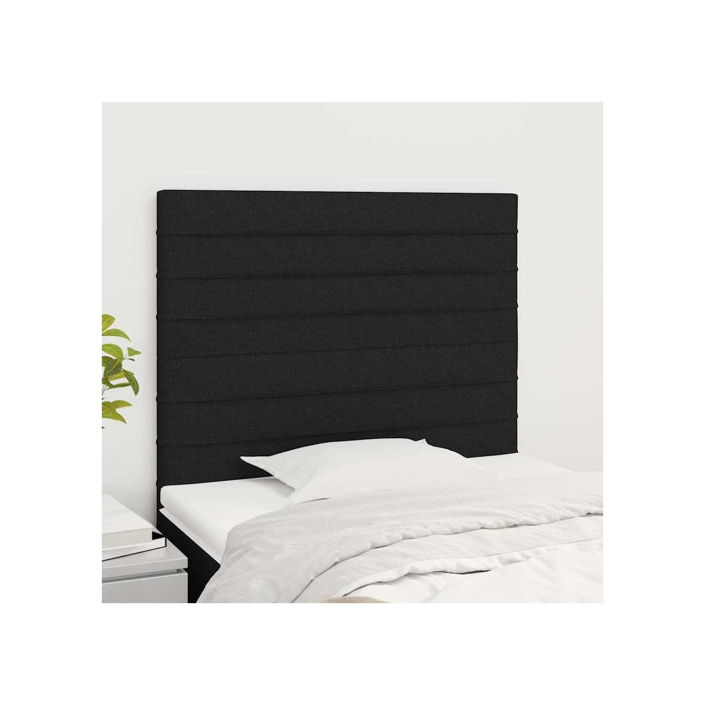 Tête de lit Noir 80x5x118/128 cm Tissu