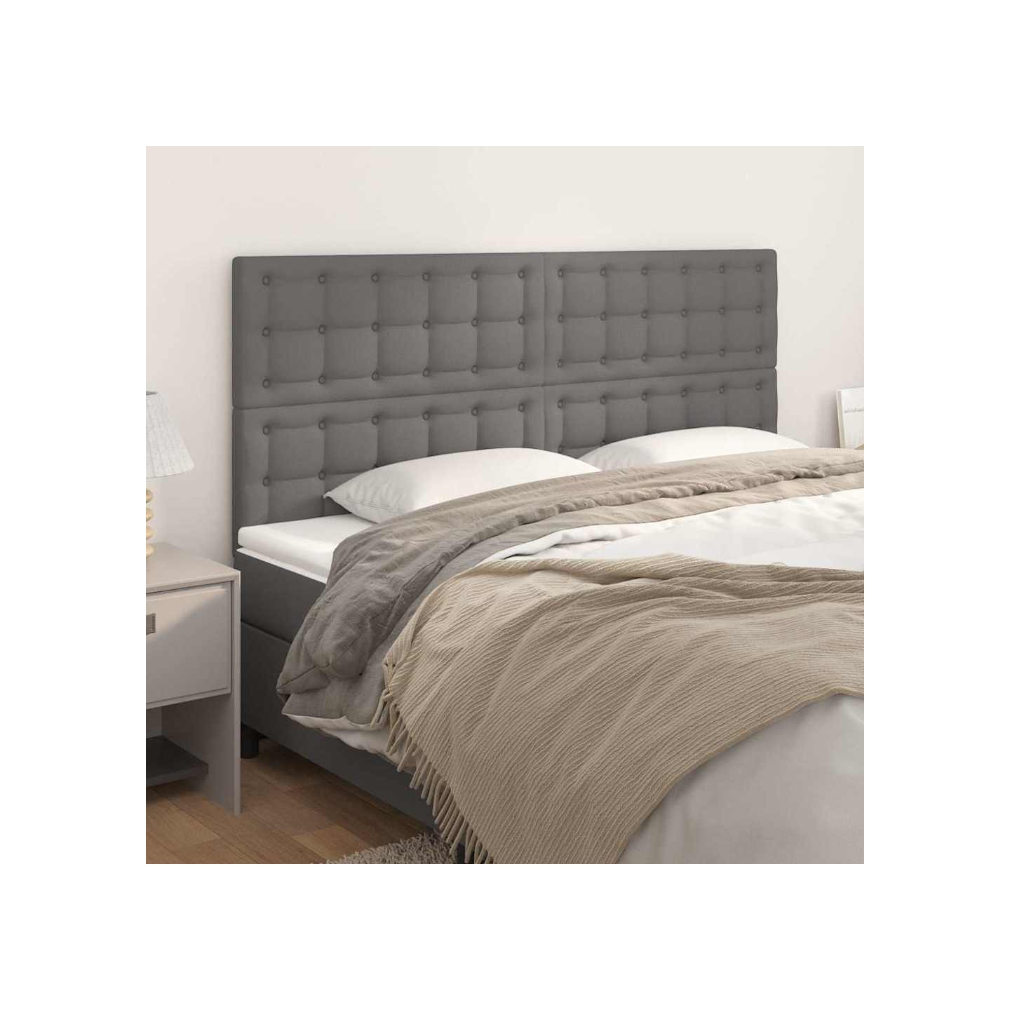 Tête de lit Gris 200x5x118/128 cm Similicuir