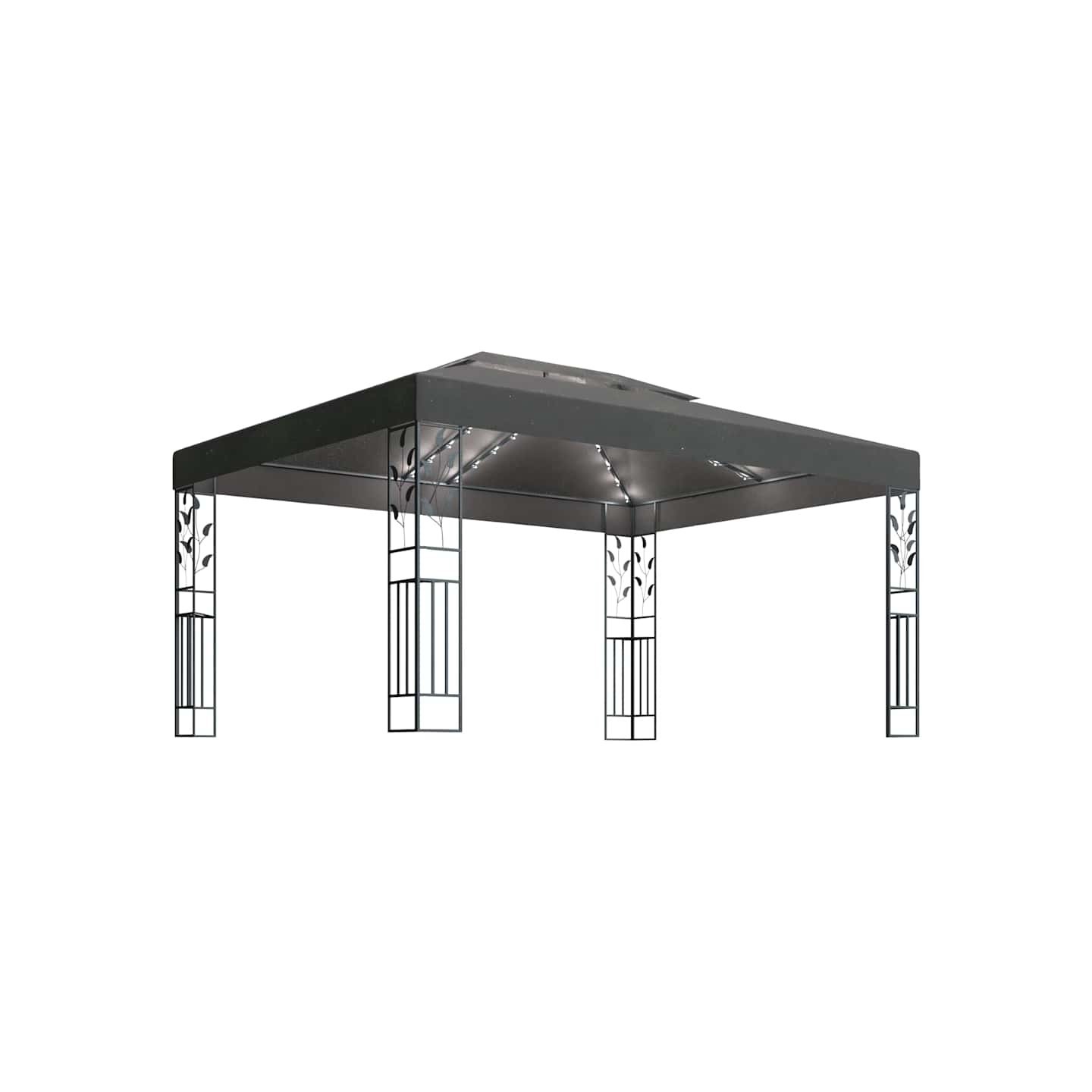 Tonnelle avec double toit et lumières LED 3x4 m Anthracite
