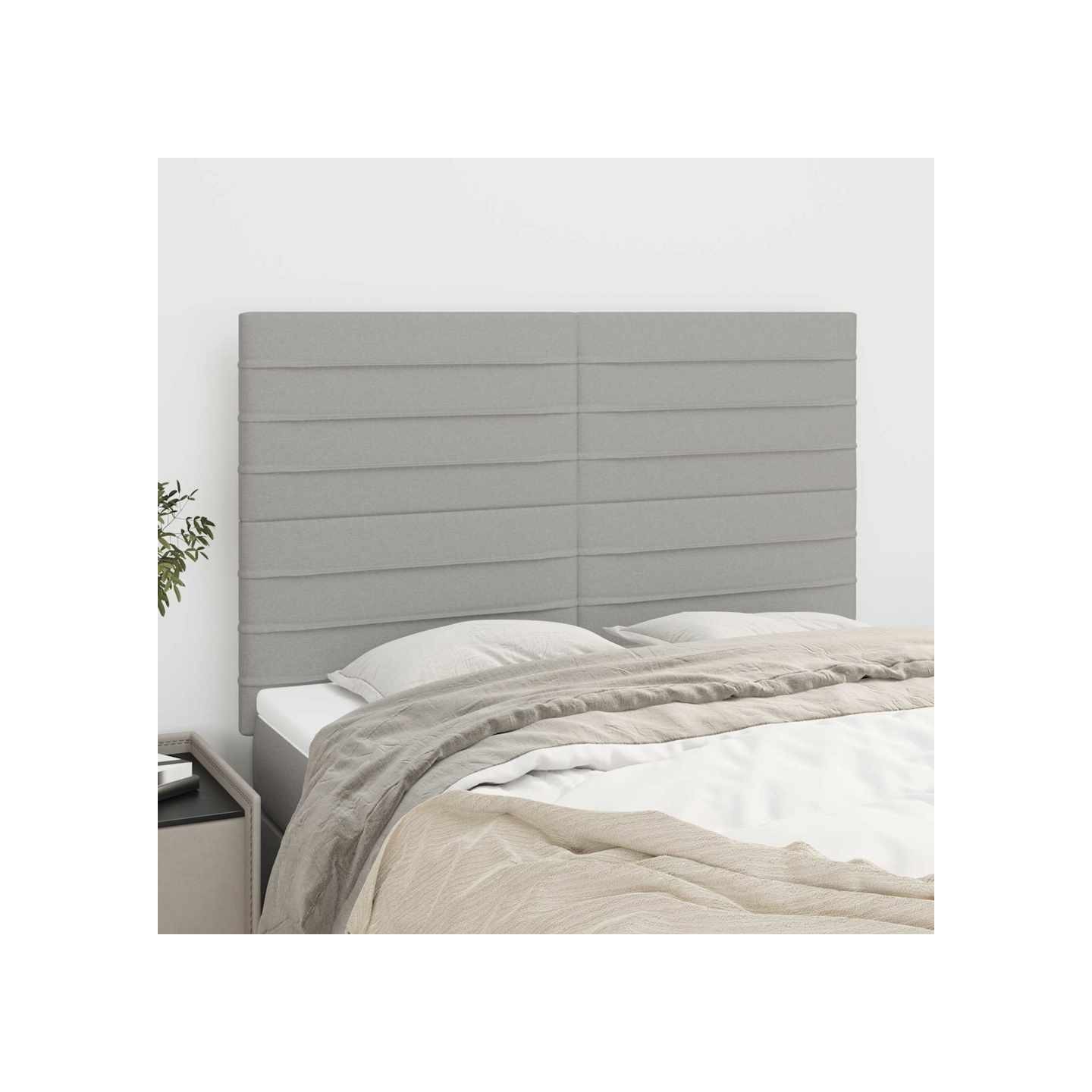 Tête de lit Gris clair 144 x 5 x 118/128 cm Tissu