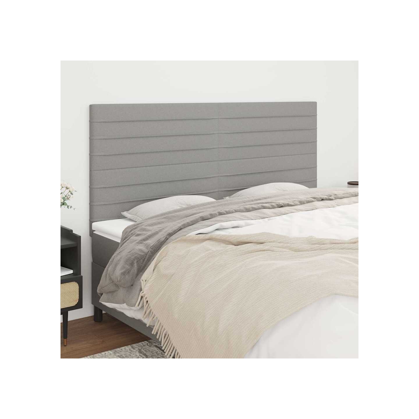 Tête de lit Gris clair 180 x 5 x 118/128 cm Tissu