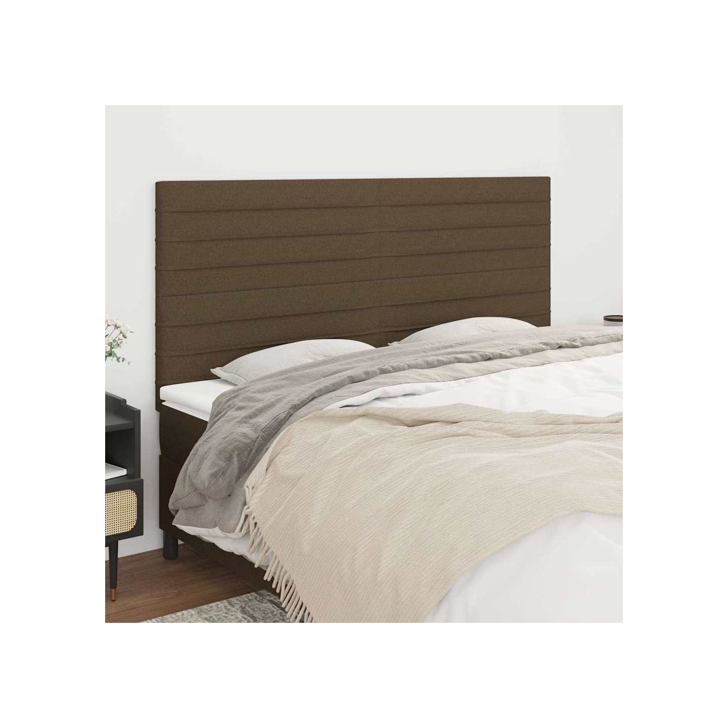 Tête de lit marron foncé 160 x 5 x 118/128 cm Tissu