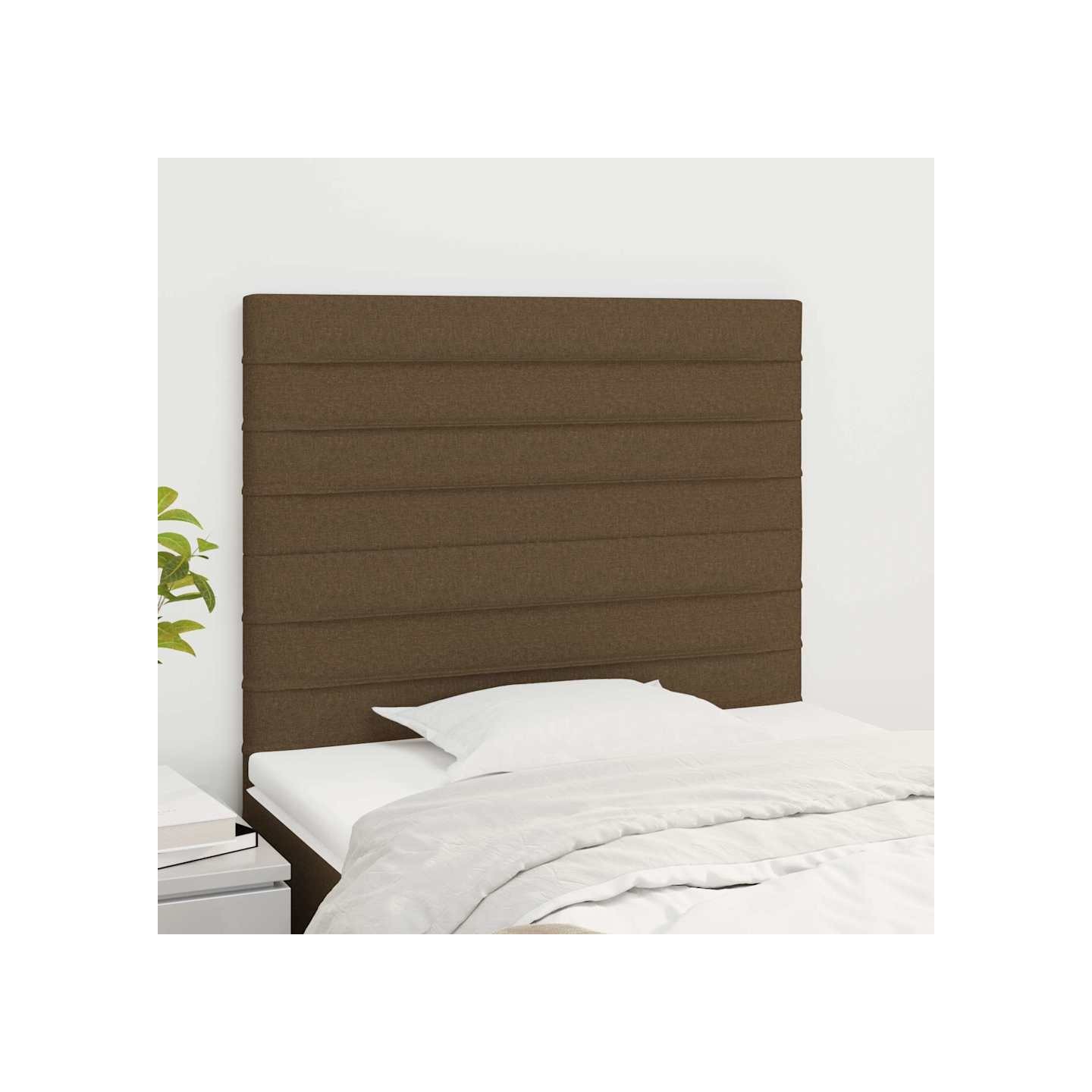 Tête de lit marron foncé 100x5x118/128 cm Tissu