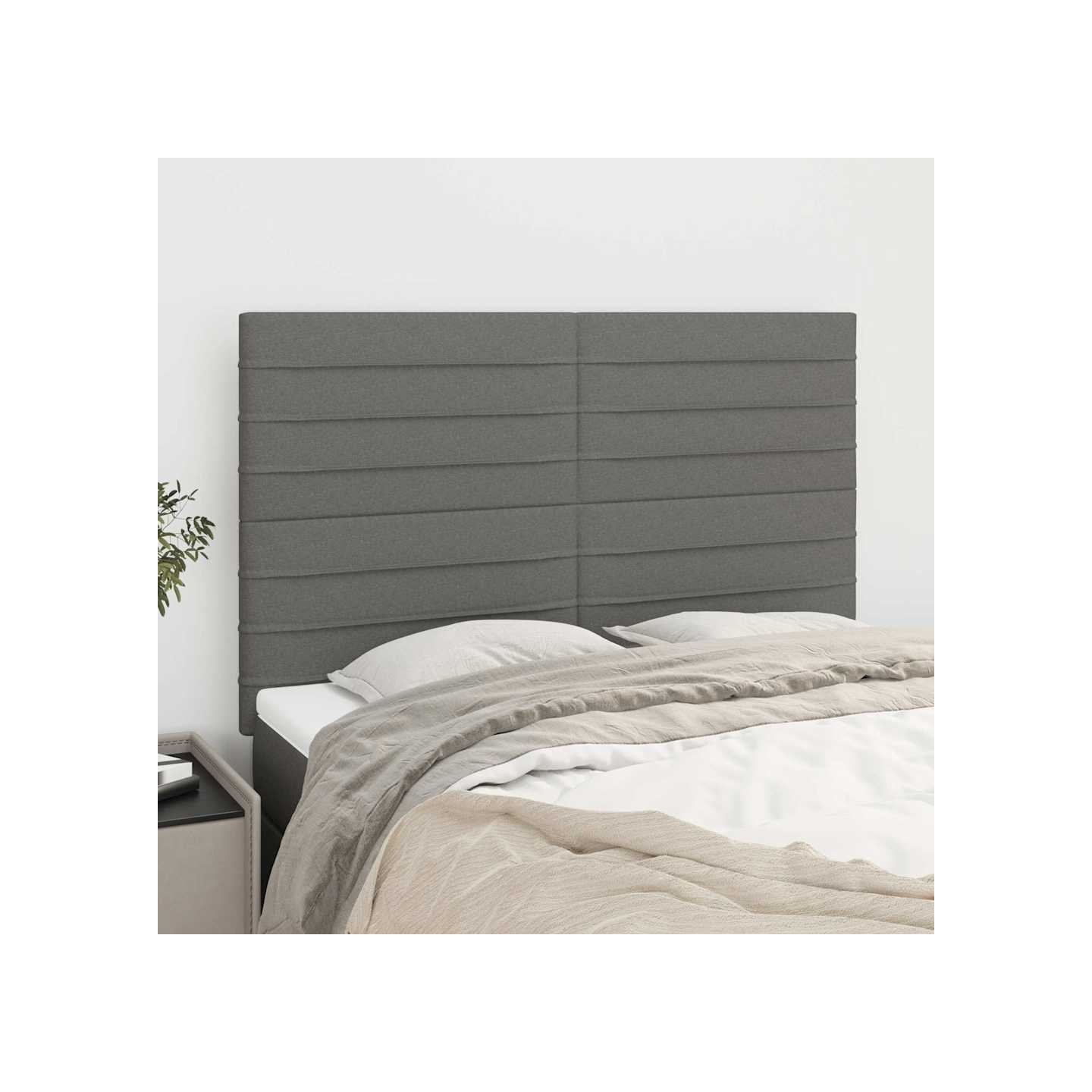 Tête de lit Gris foncé 144 x 5 x 118/128 cm Tissu