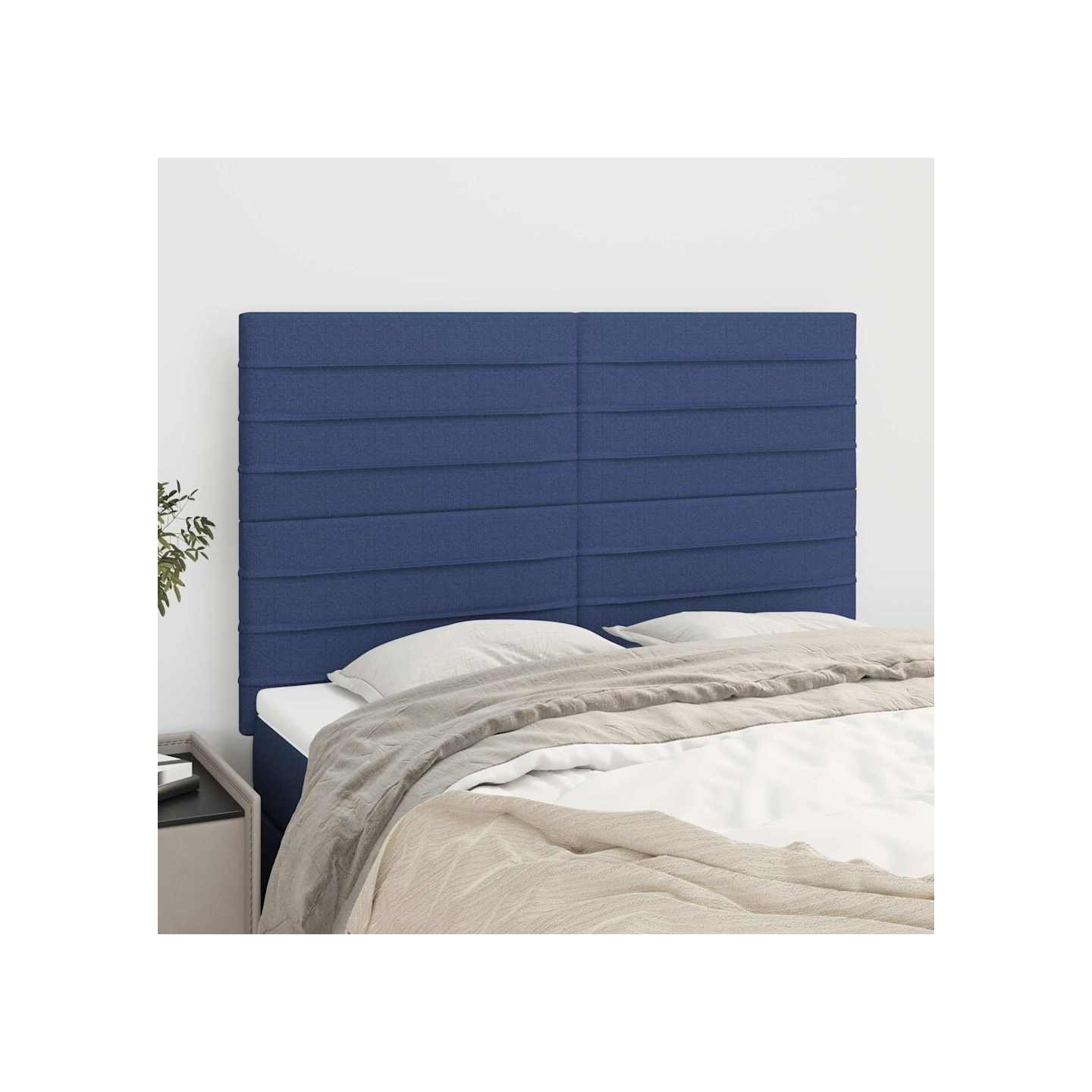 Tête de lit Bleu 144x5x118/128 cm Tissu