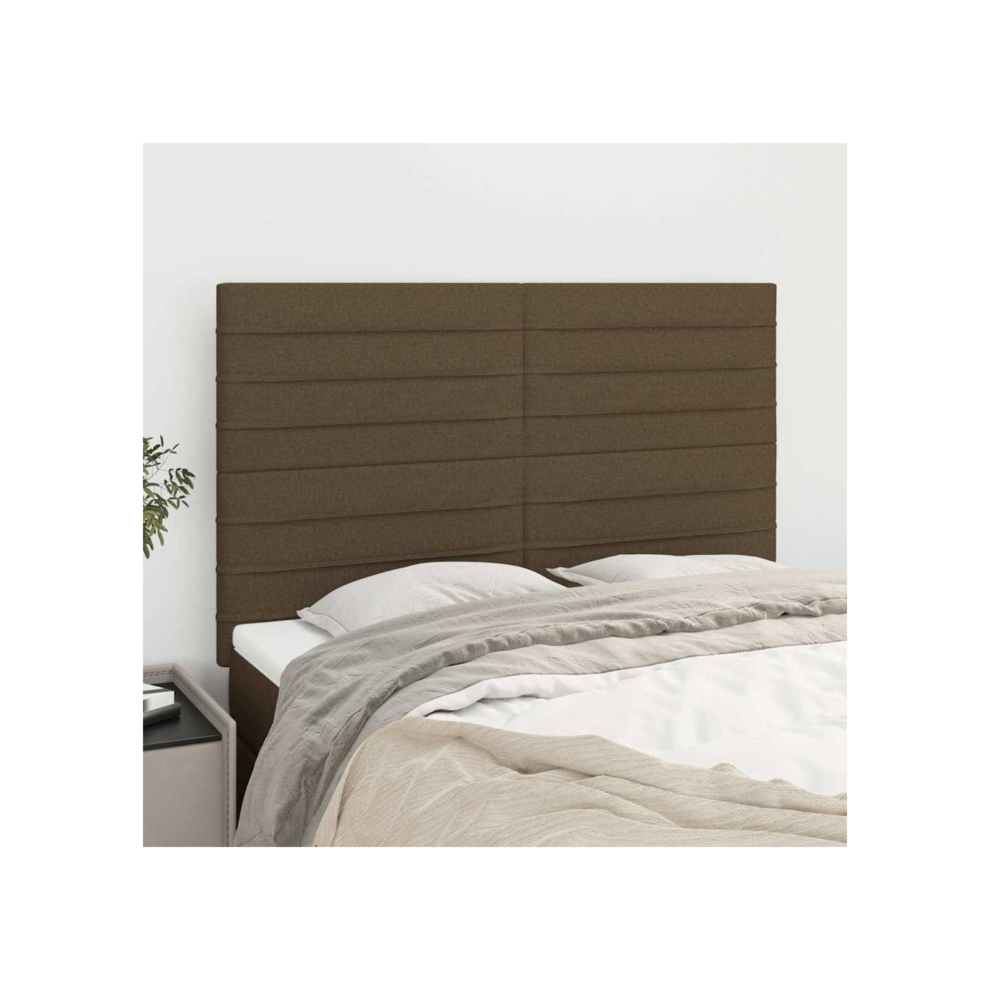 Tête de lit Marron foncé 144 x 5 x 118/128 cm Tissu