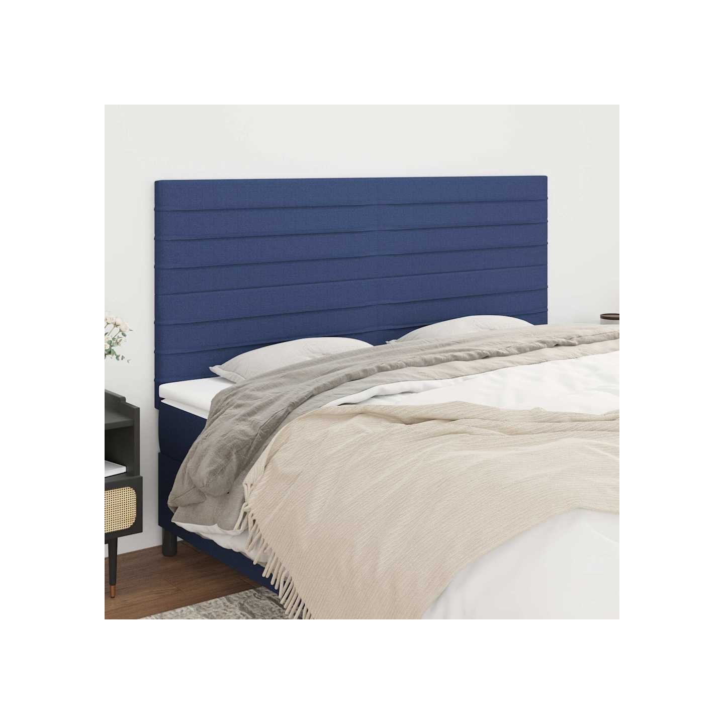 Tête de lit Bleu 160x5x118/128 cm Tissu