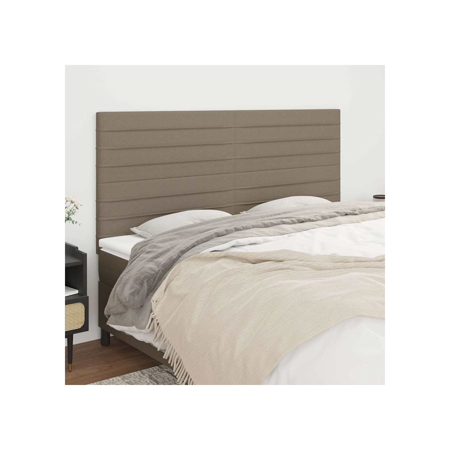 Tête de lit Taupe 200x5x118/128 cm Tissu