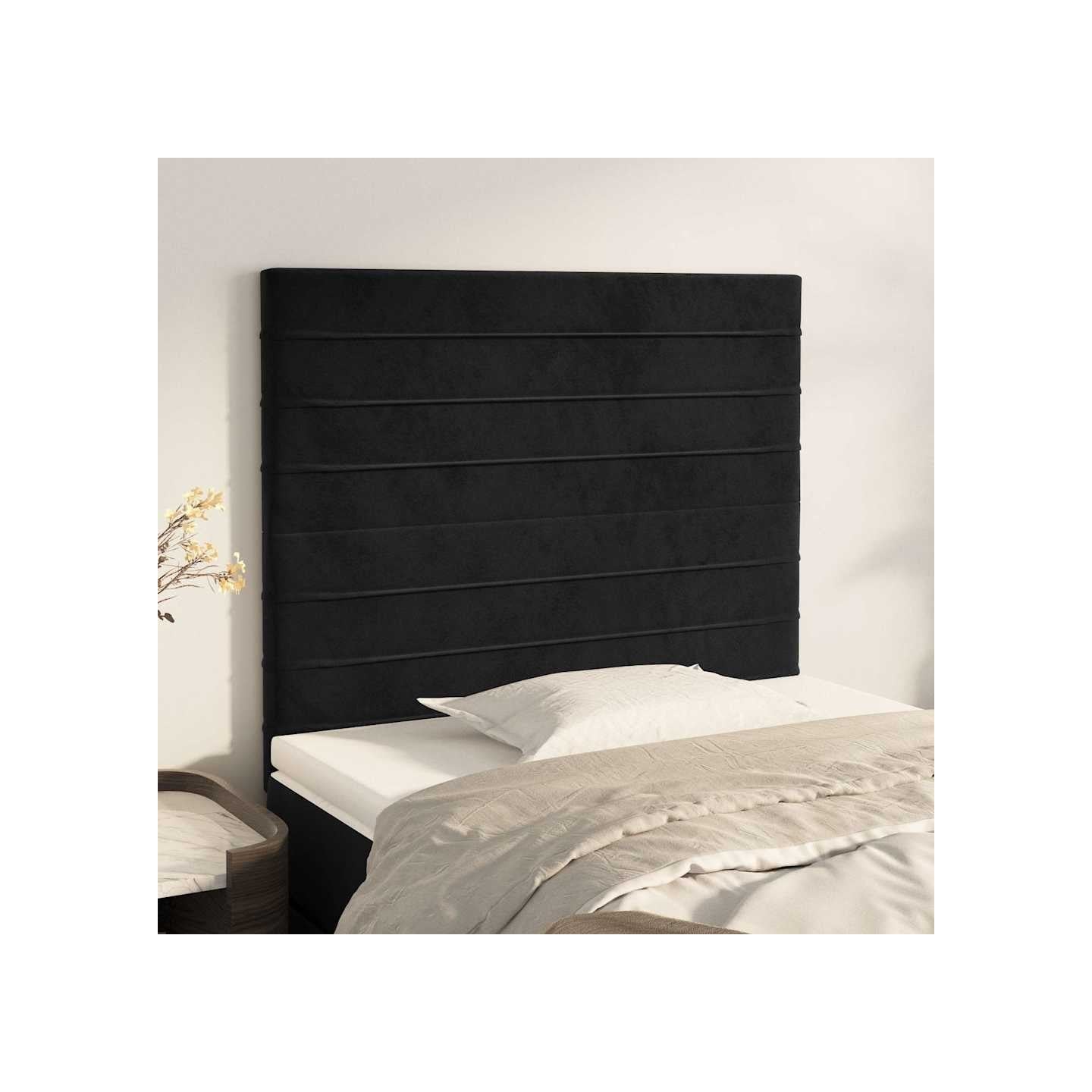 Tête de lit Noir 90x5x118/128 cm Velours