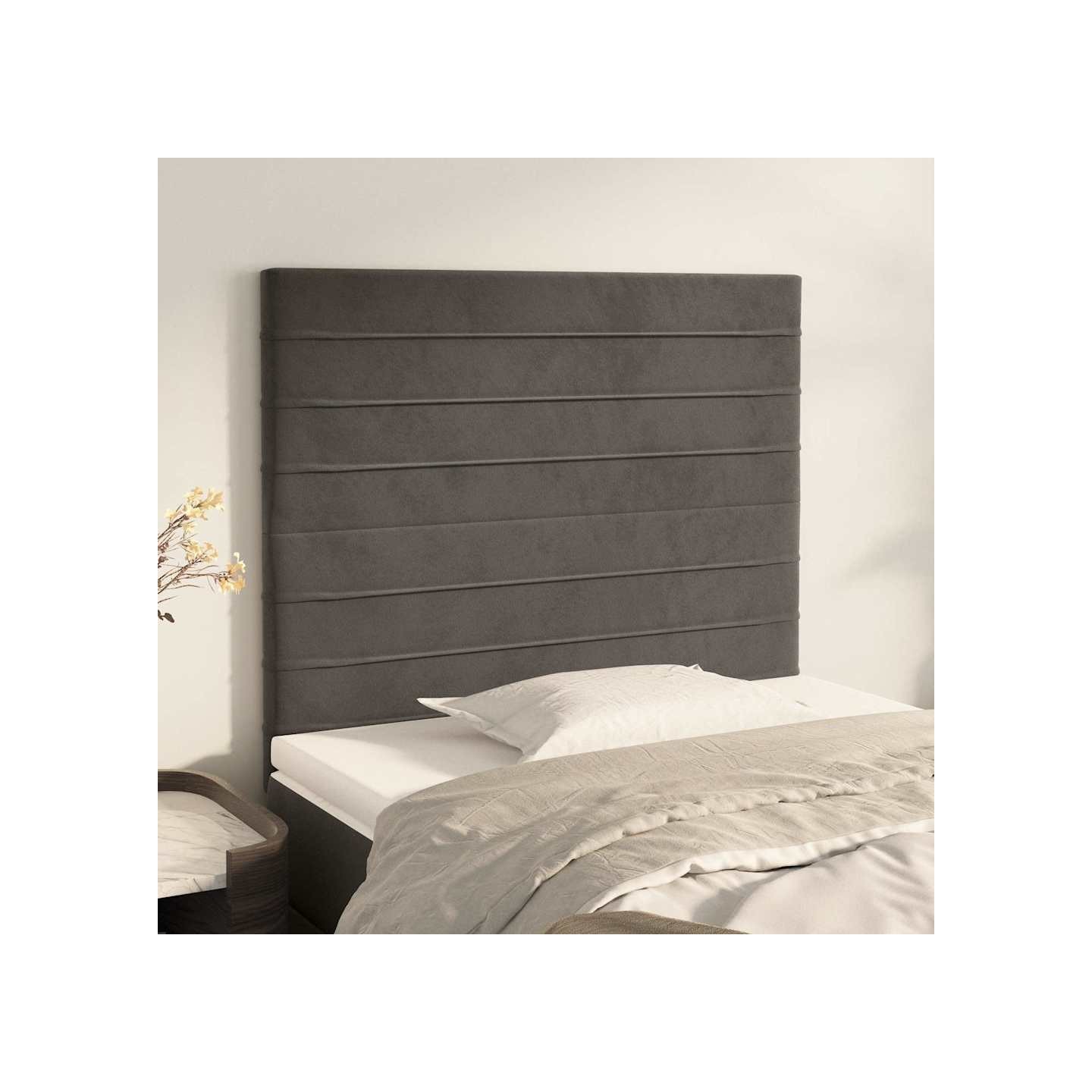 Tête de lit Gris foncé 100x5x118/128 cm Velours