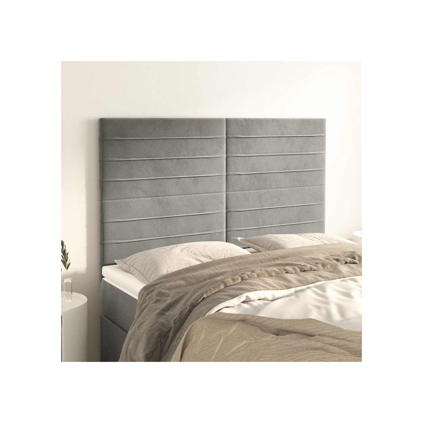 Tête de lit Gris clair 144 x 5 x 118/128 cm Velours