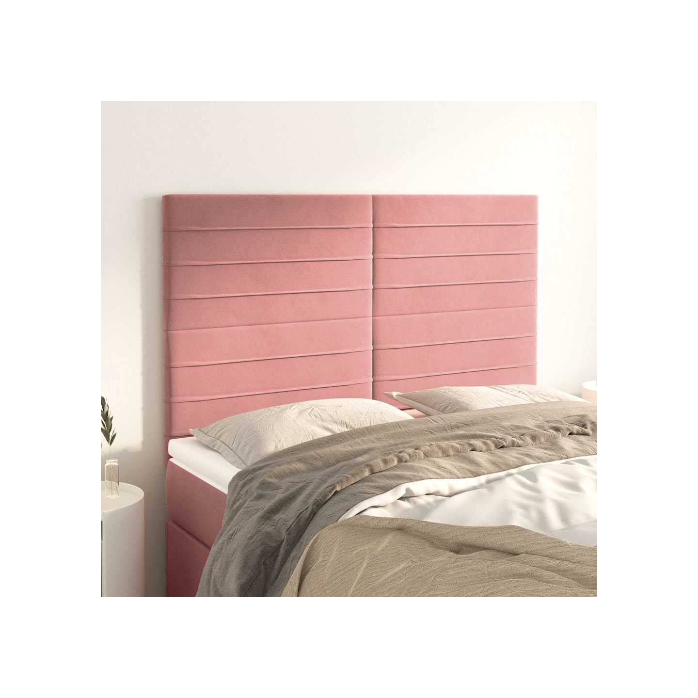 Tête de lit Rose 144x5x118/128 cm Velours