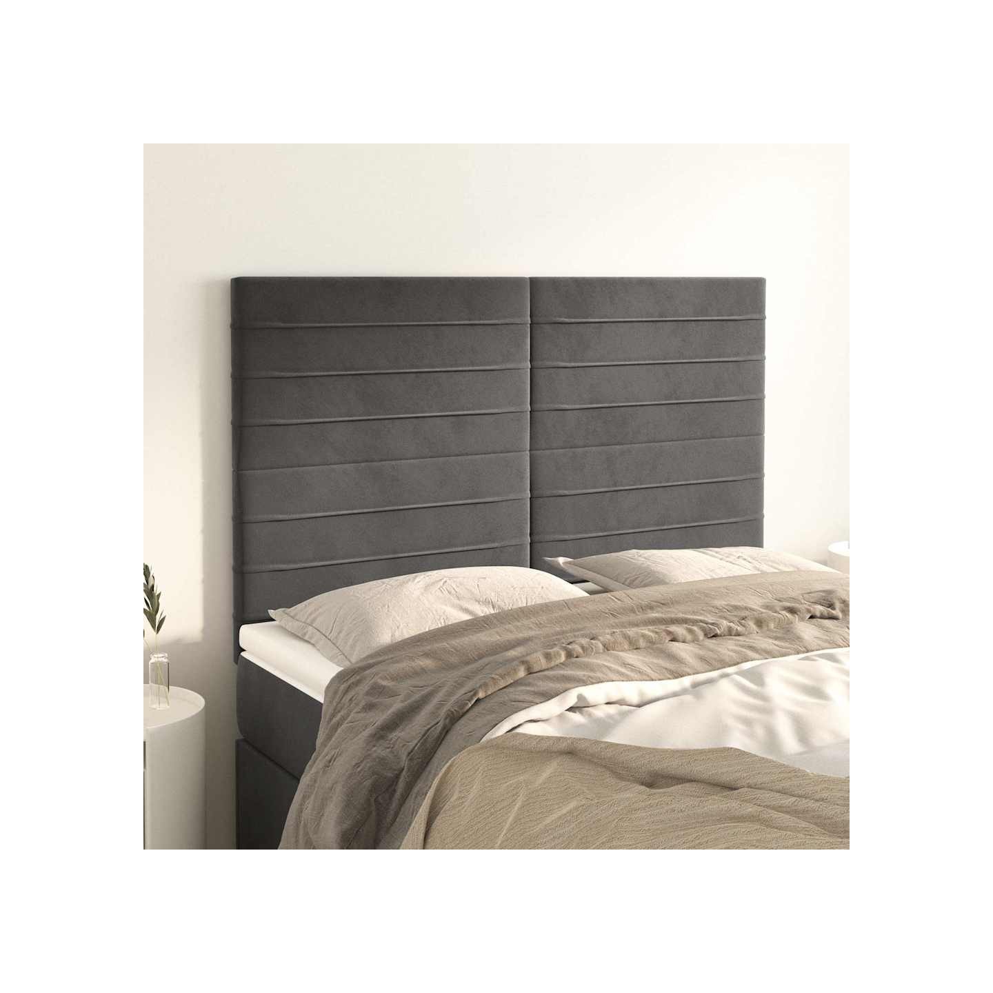 Tête de lit Gris foncé 144 x 5 x 118/128 cm Velours