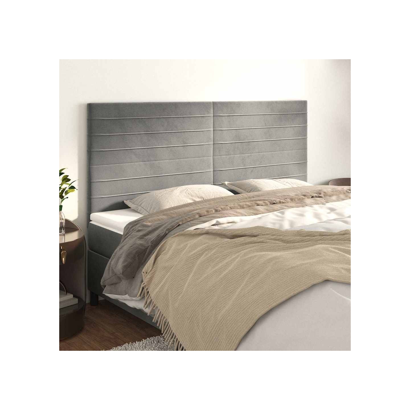 Tête de lit Gris clair 180x5x118/128 cm Velours