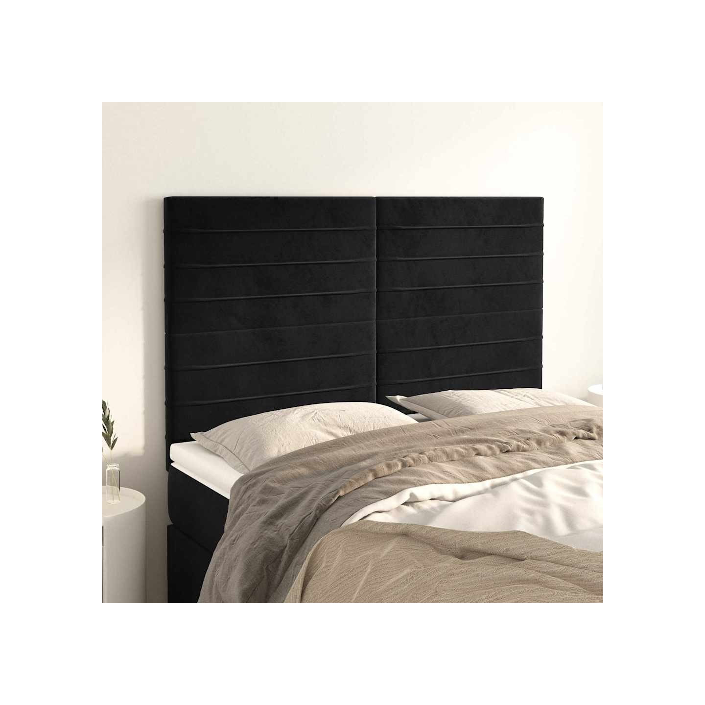 Tête de lit Noir 144x5x118/128 cm Velours