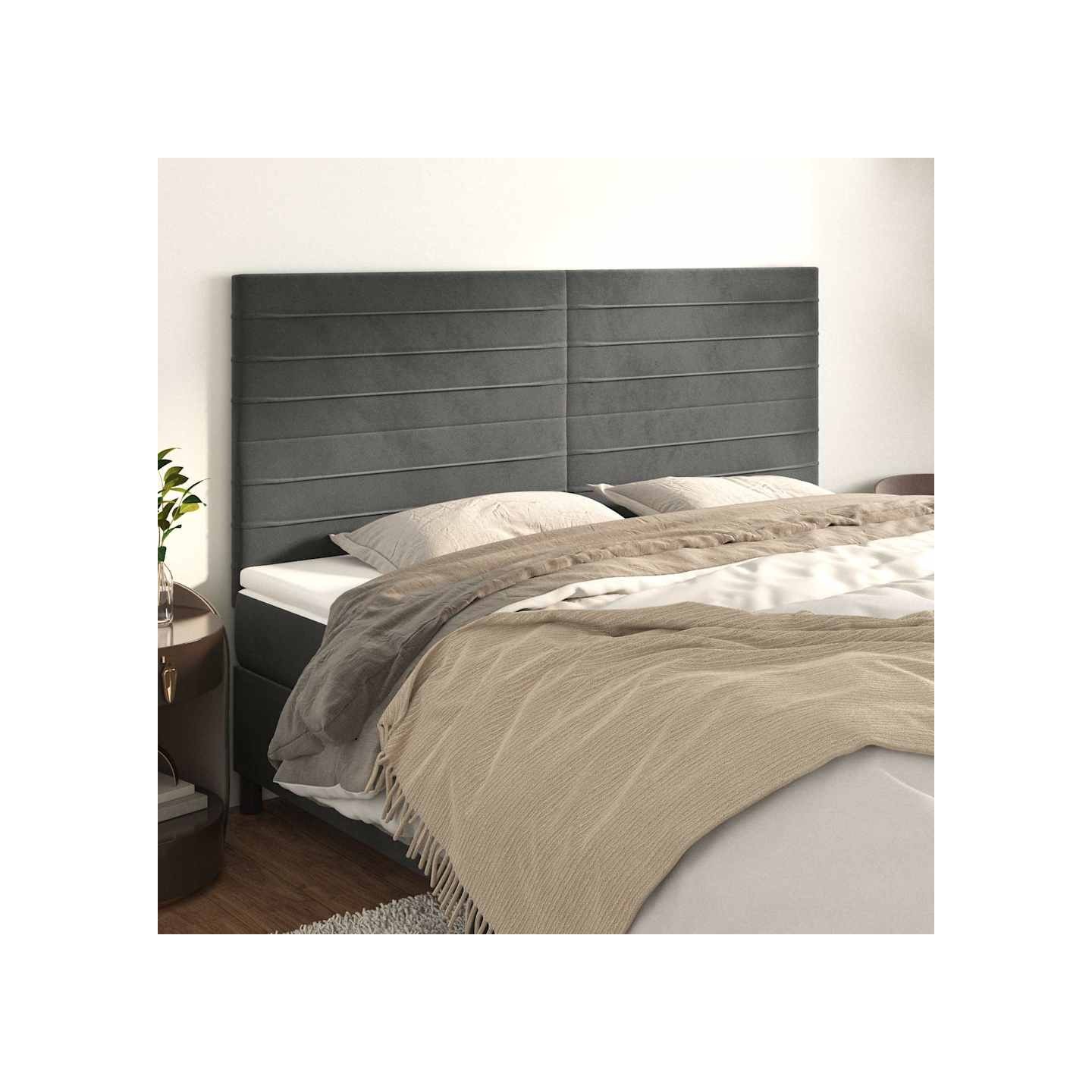 Tête de lit Gris foncé 160 x 5 x 118/128 cm Velours