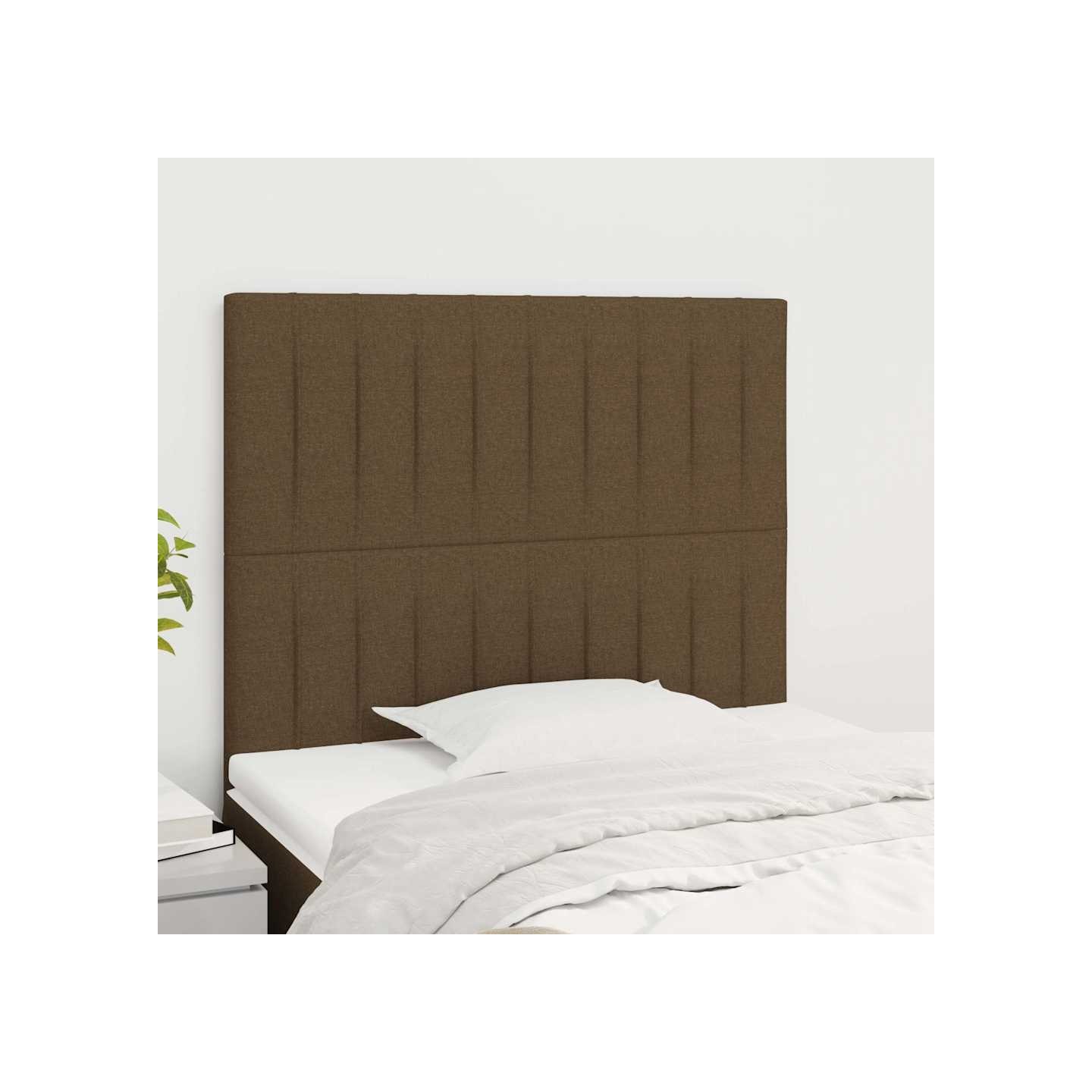 Tête de lit marron foncé 80x5x118/128 cm Tissu