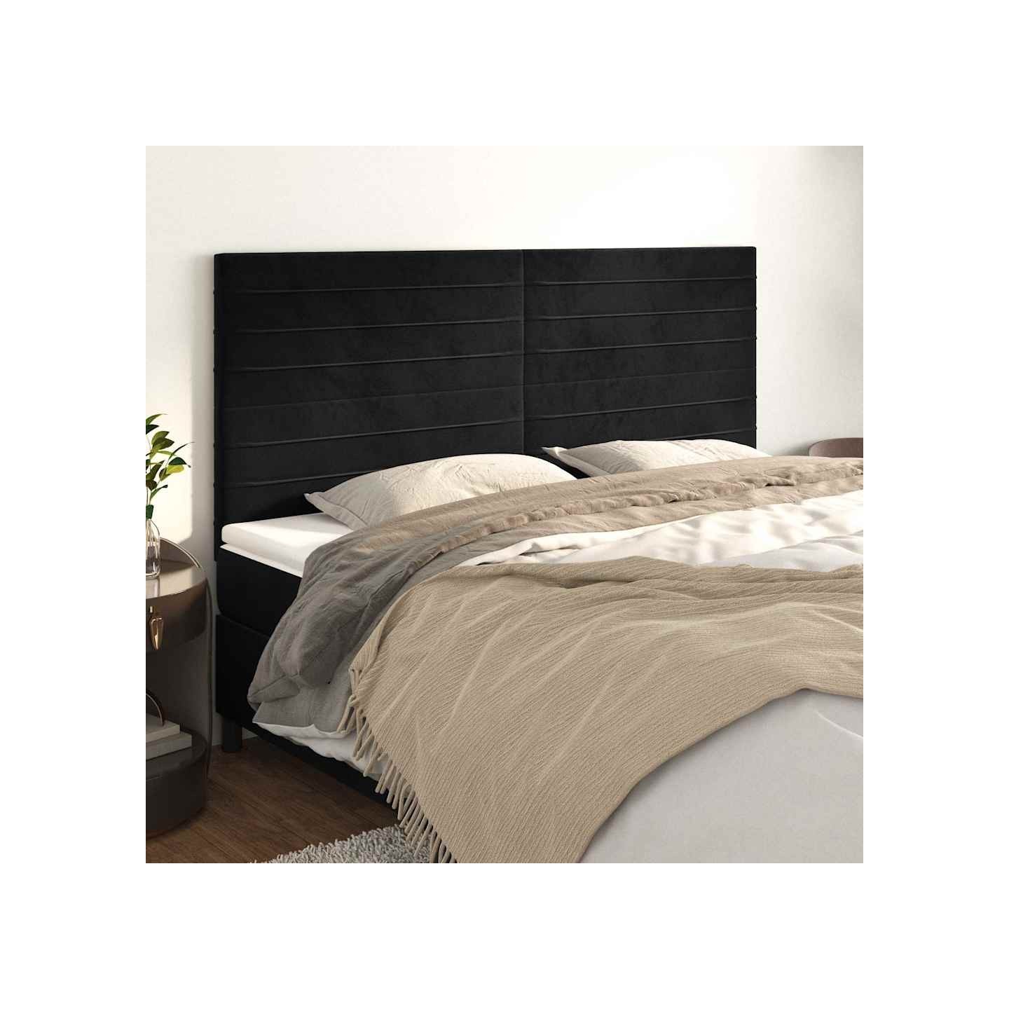 Tête de lit Noir 180x5x118/128 cm Velours