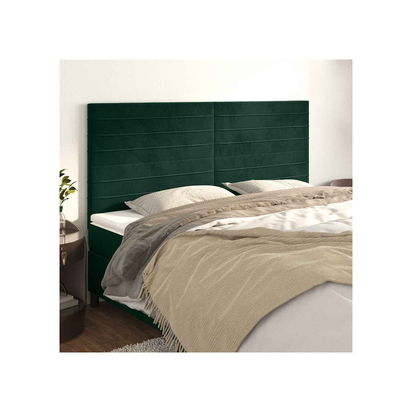 Tête de lit Vert foncé 180x5x118/128 cm Velours