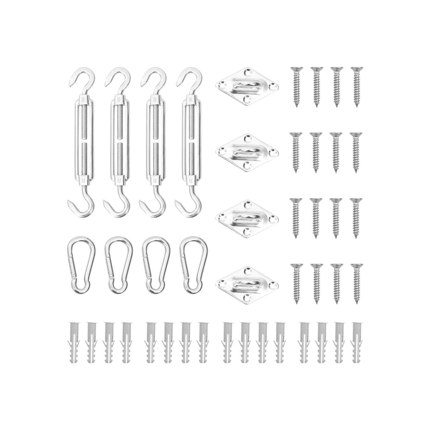 Jeu d'accessoires de voile d'ombrage 12 pcs Acier inoxydable