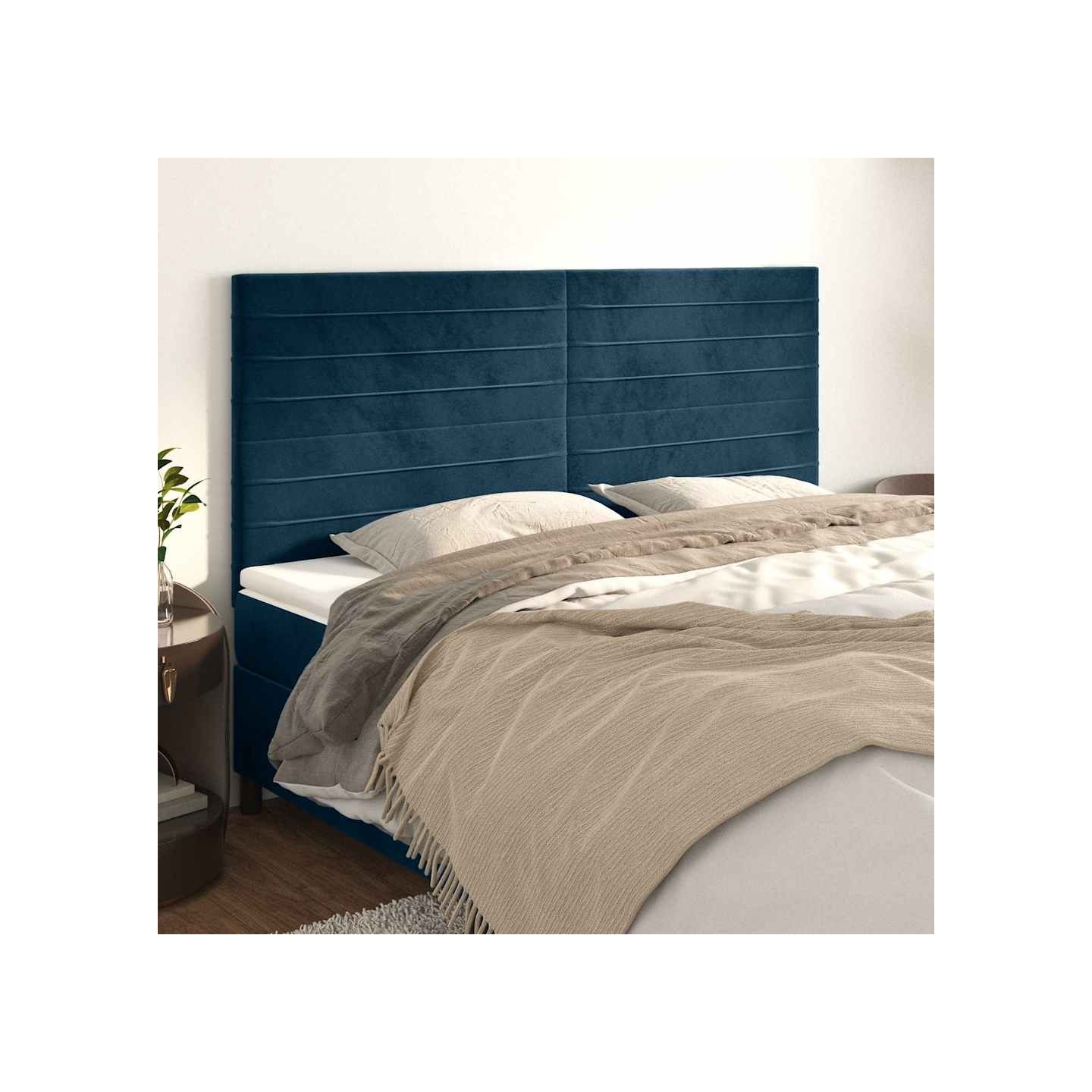 Tête de lit Bleu foncé 180 x 5 x 118/128 cm Velours