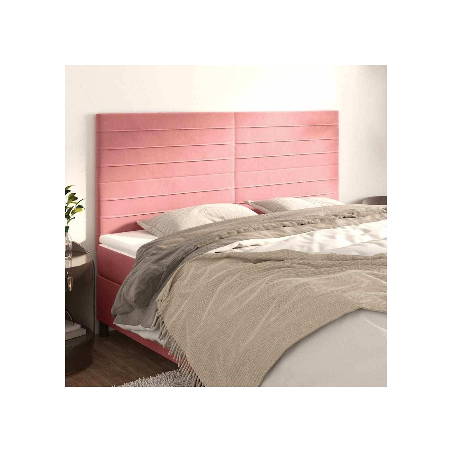 Tête de lit Rose 160x5x118/128 cm Velours