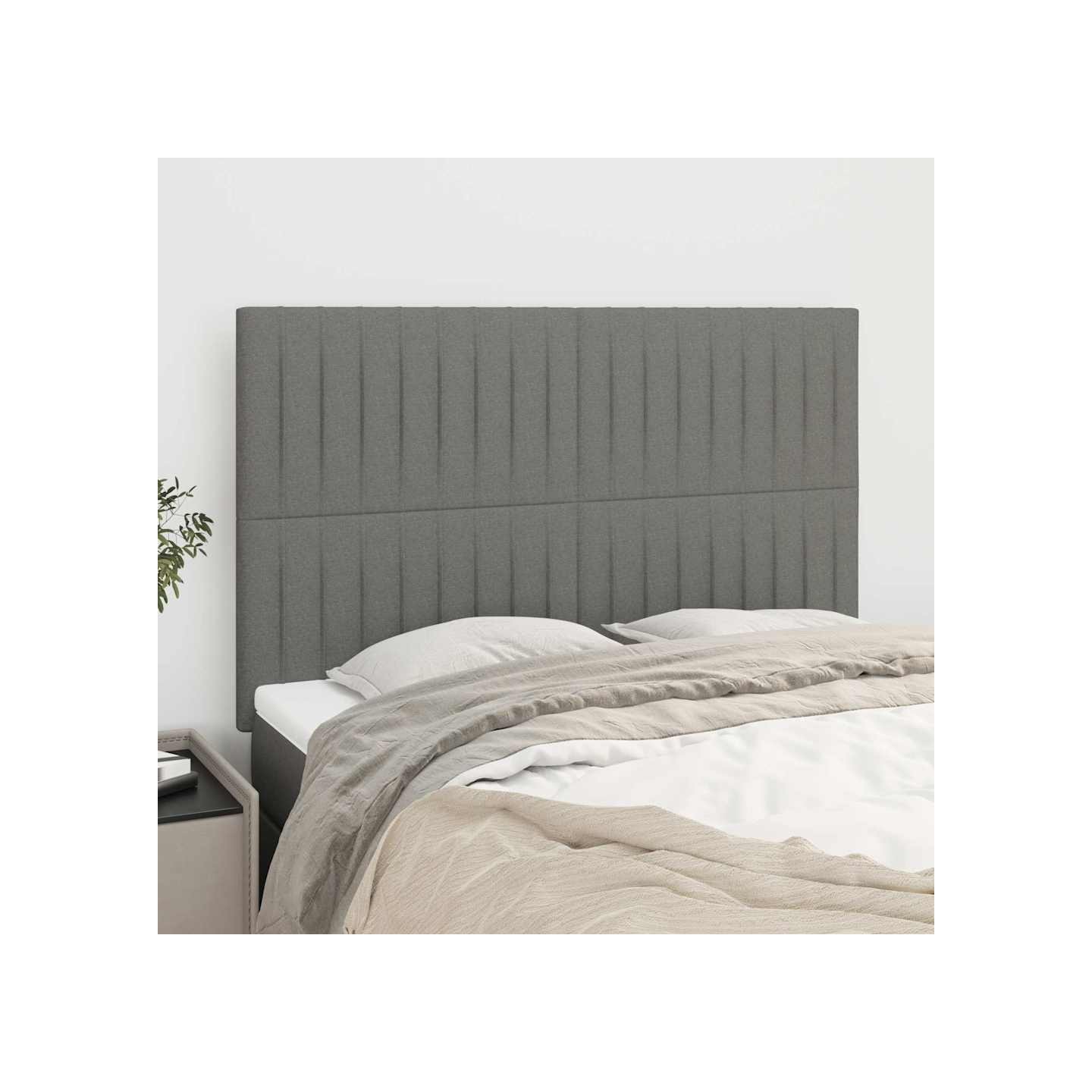Tête de lit Gris foncé 144 x 5 x 118/128 cm Tissu