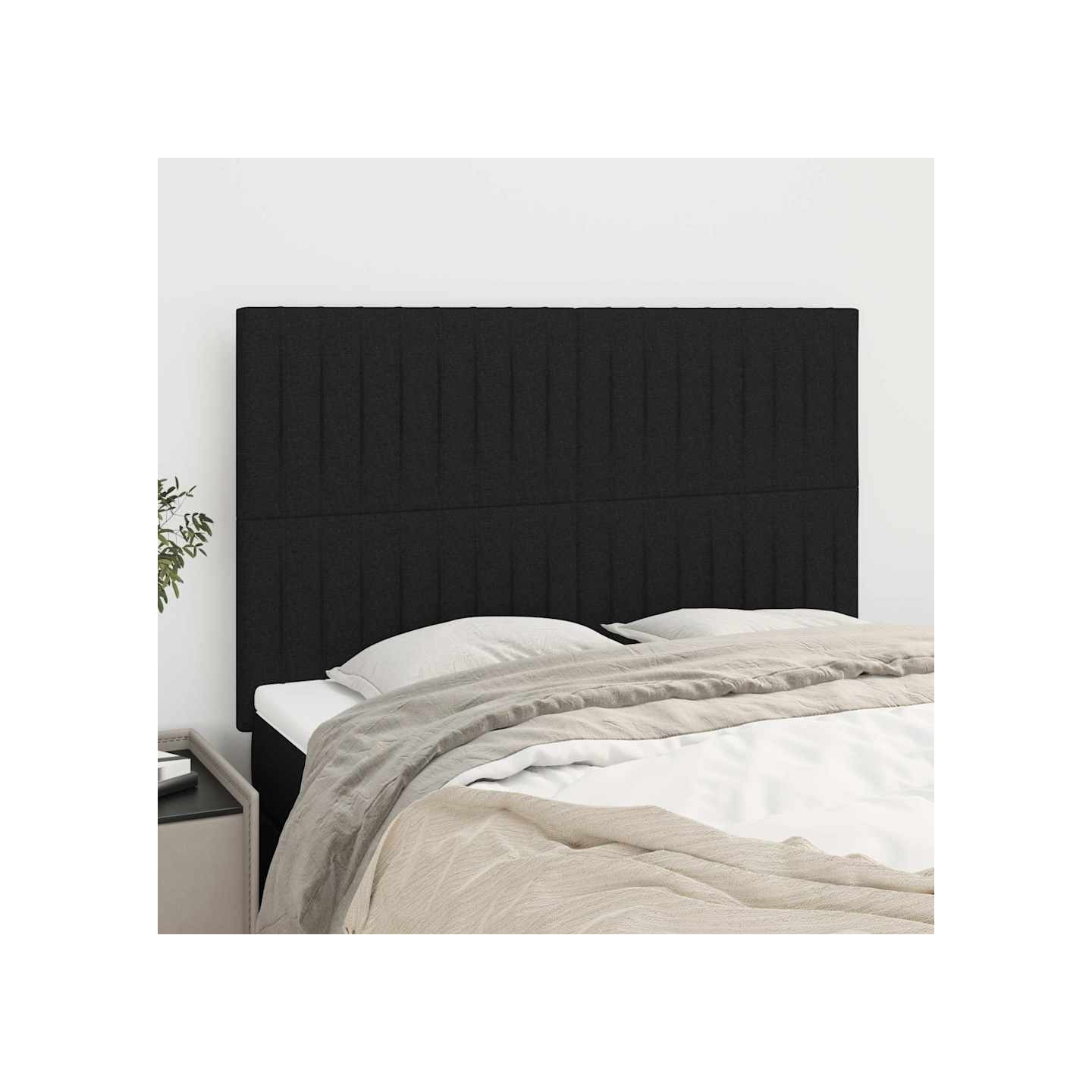 Tête de lit Noir 144x5x118/128 cm Tissu