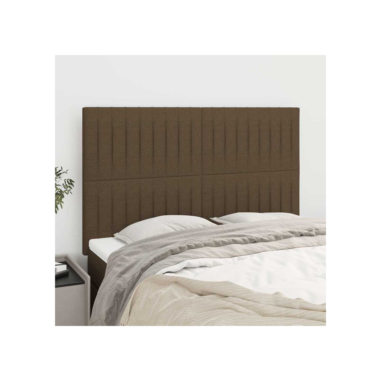 Tête de lit Marron foncé 144 x 5 x 118/128 cm Tissu