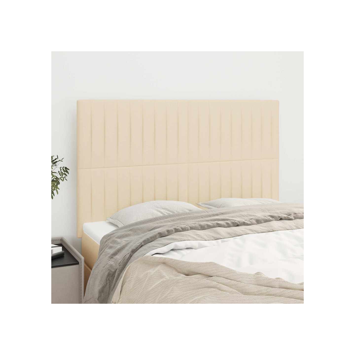 Tête de lit Crème 144x5x118/128 cm Tissu