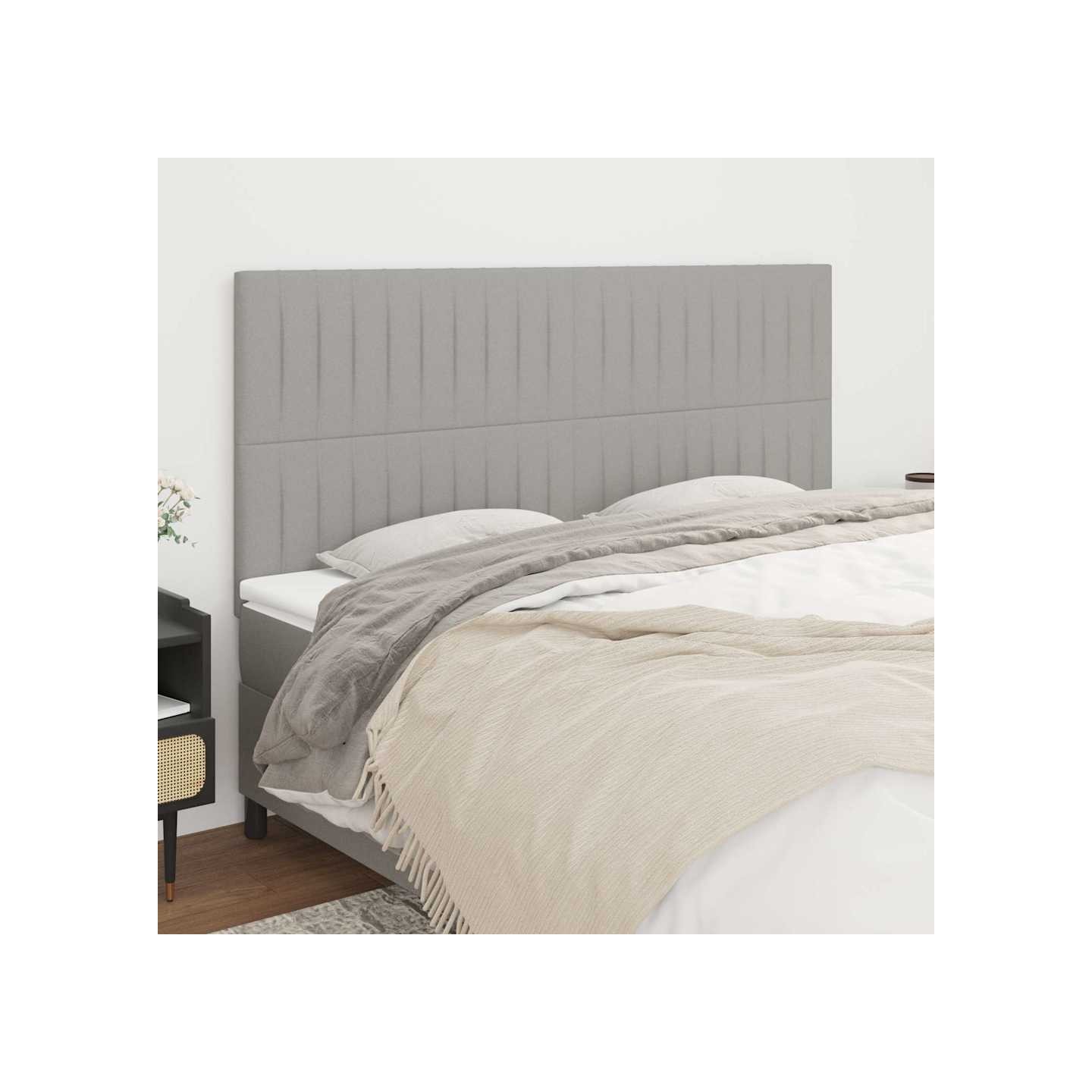 Tête de lit Gris clair 200x5x118/128 cm Tissu