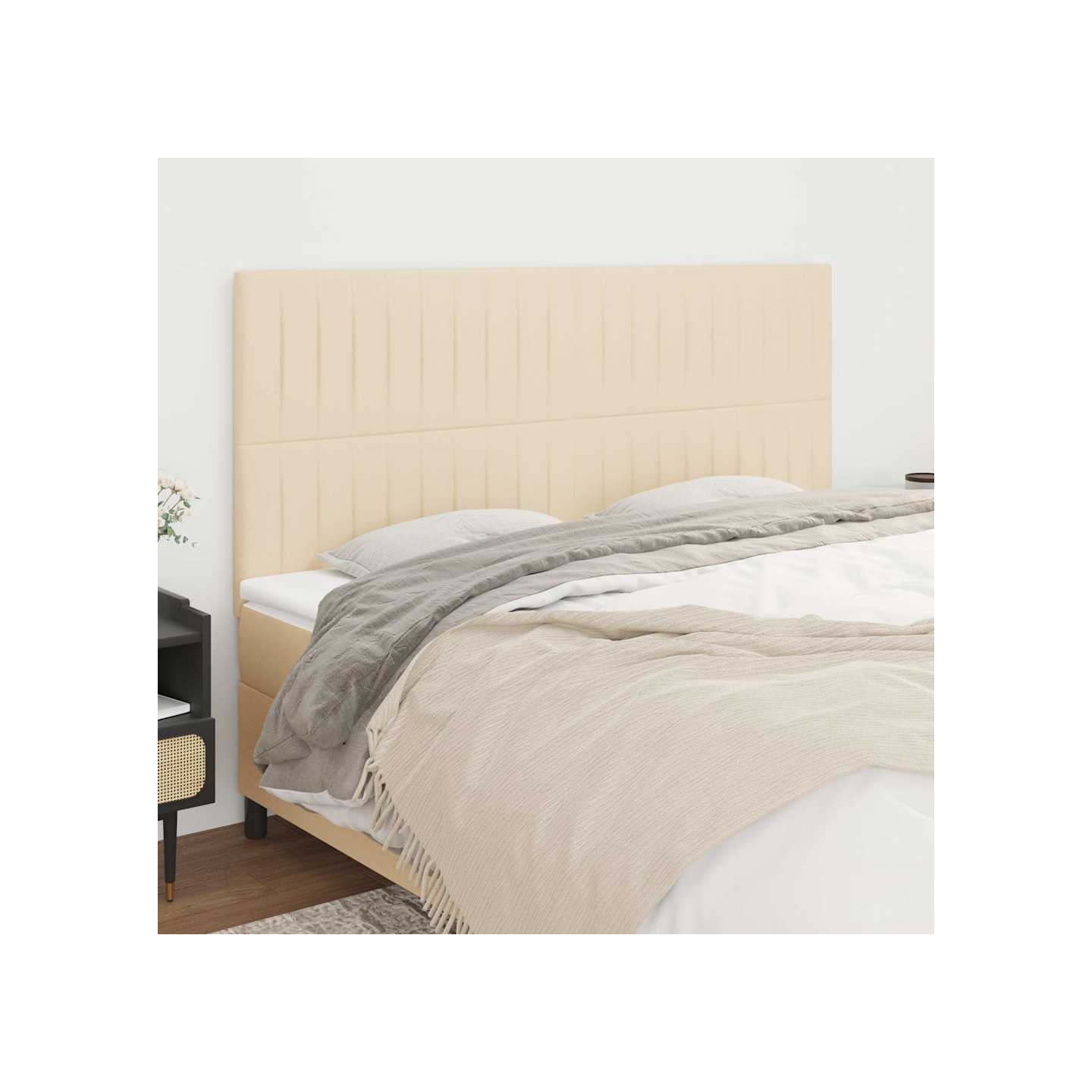 Tête de lit Crème 200x5x118/128 cm Tissu